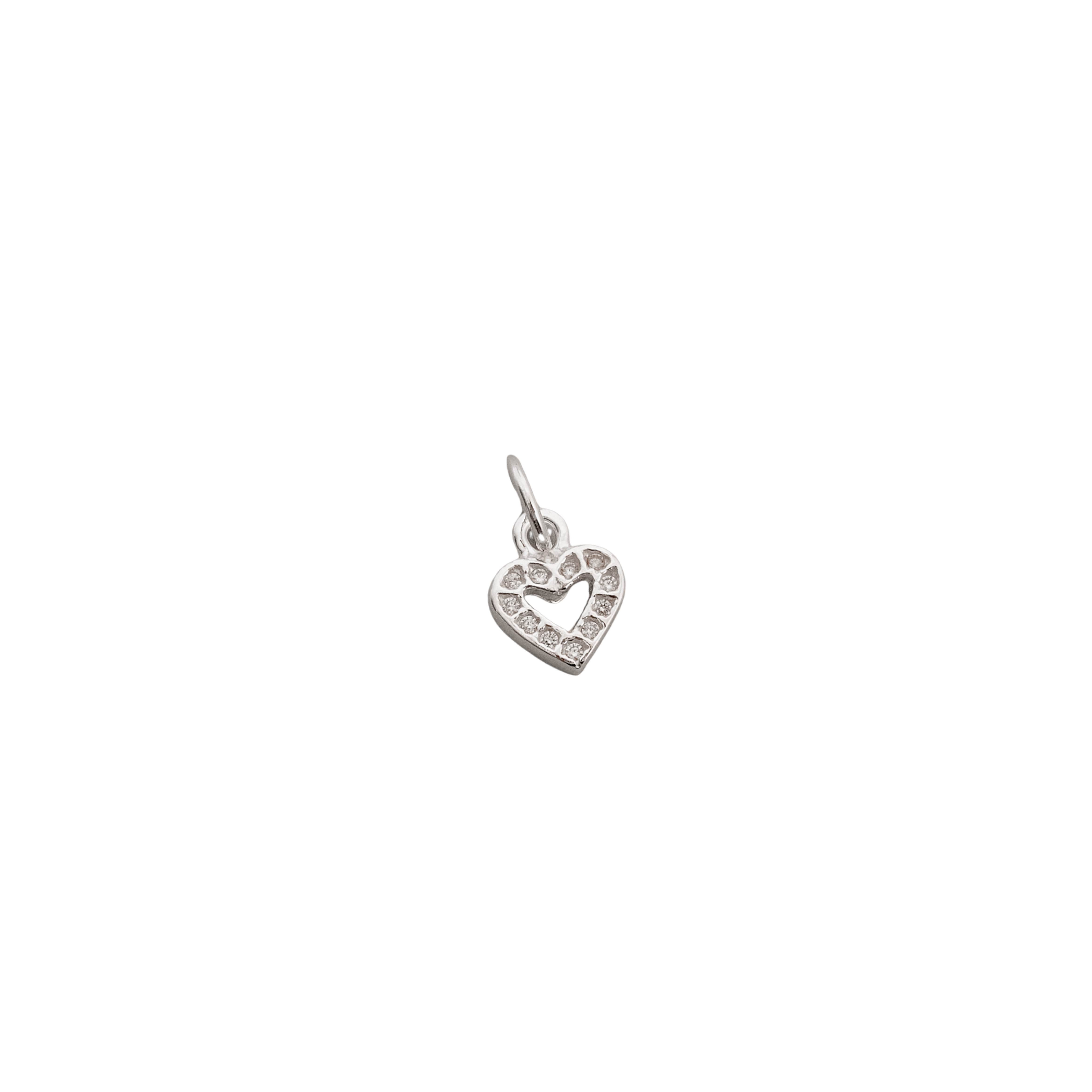 Pingente coração vazado cravejado 8mm
