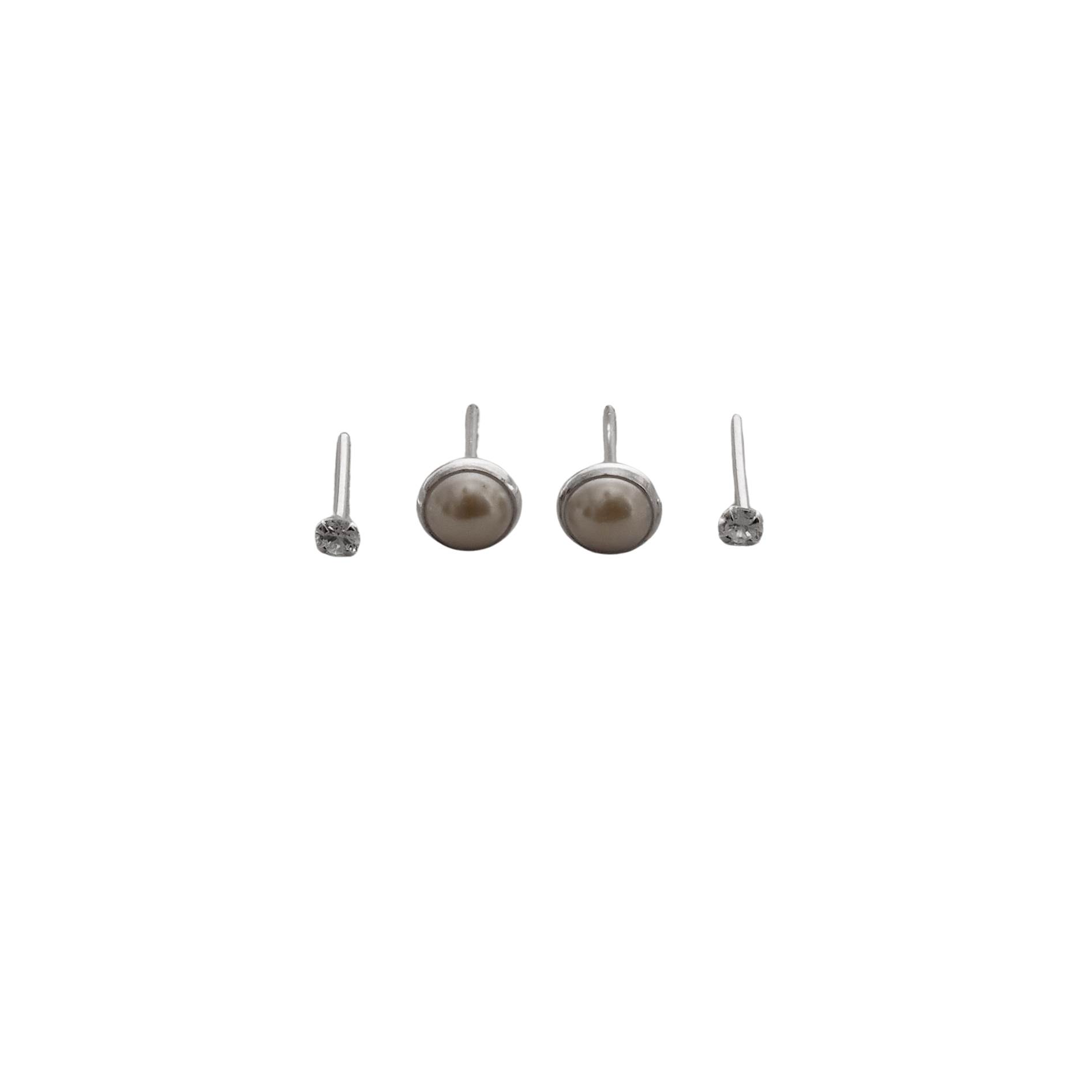Dupla zircônia 3mm e meia pérola 6mm