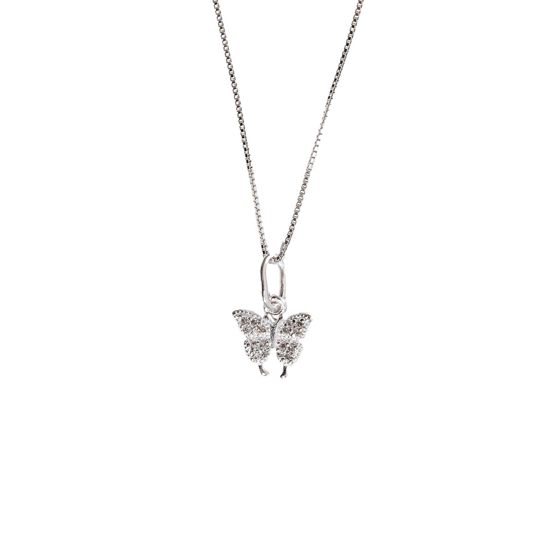 Imagem Colar pingente borboleta cravejada 10mm 45cm