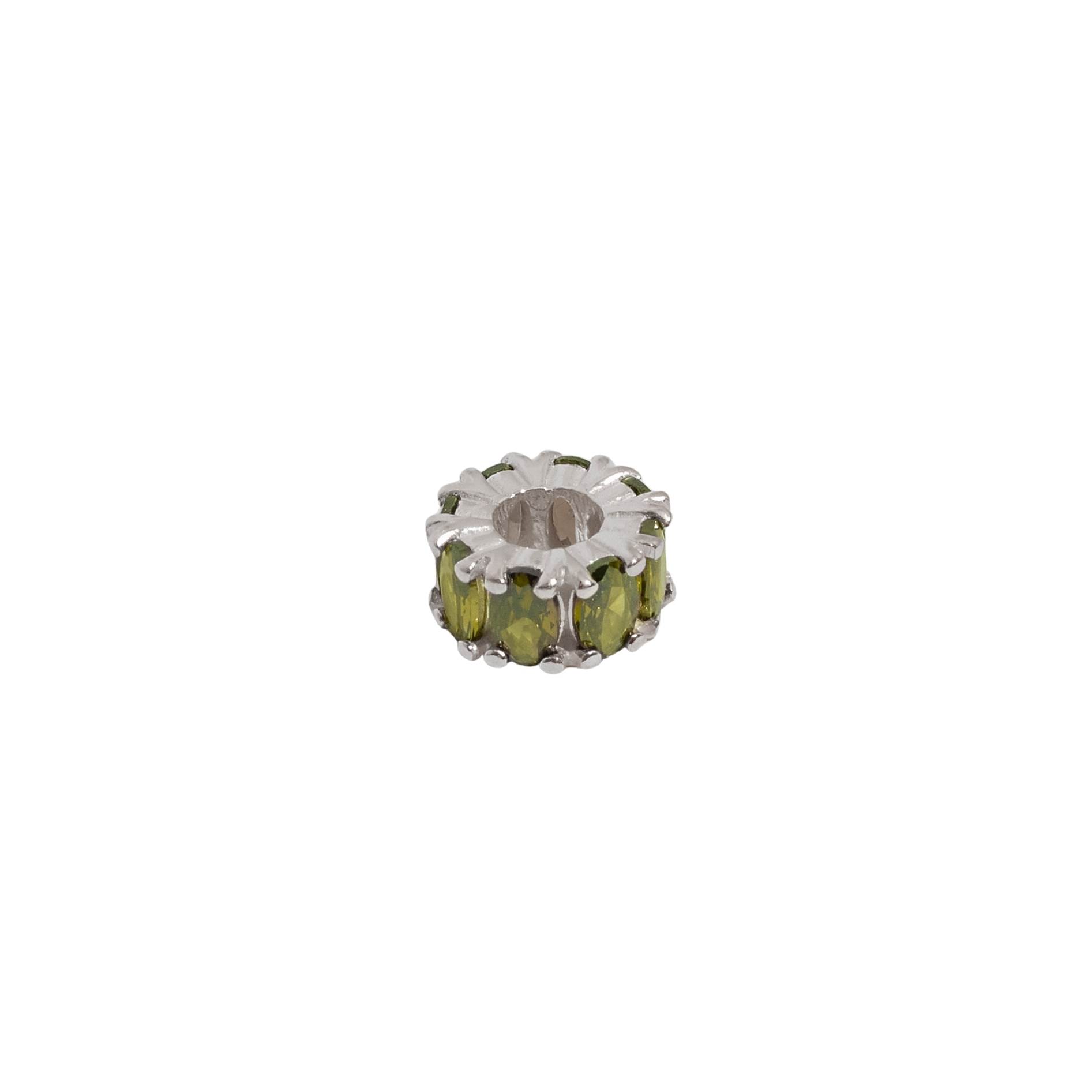 Berloque separador zircônias ovais verde 11mm