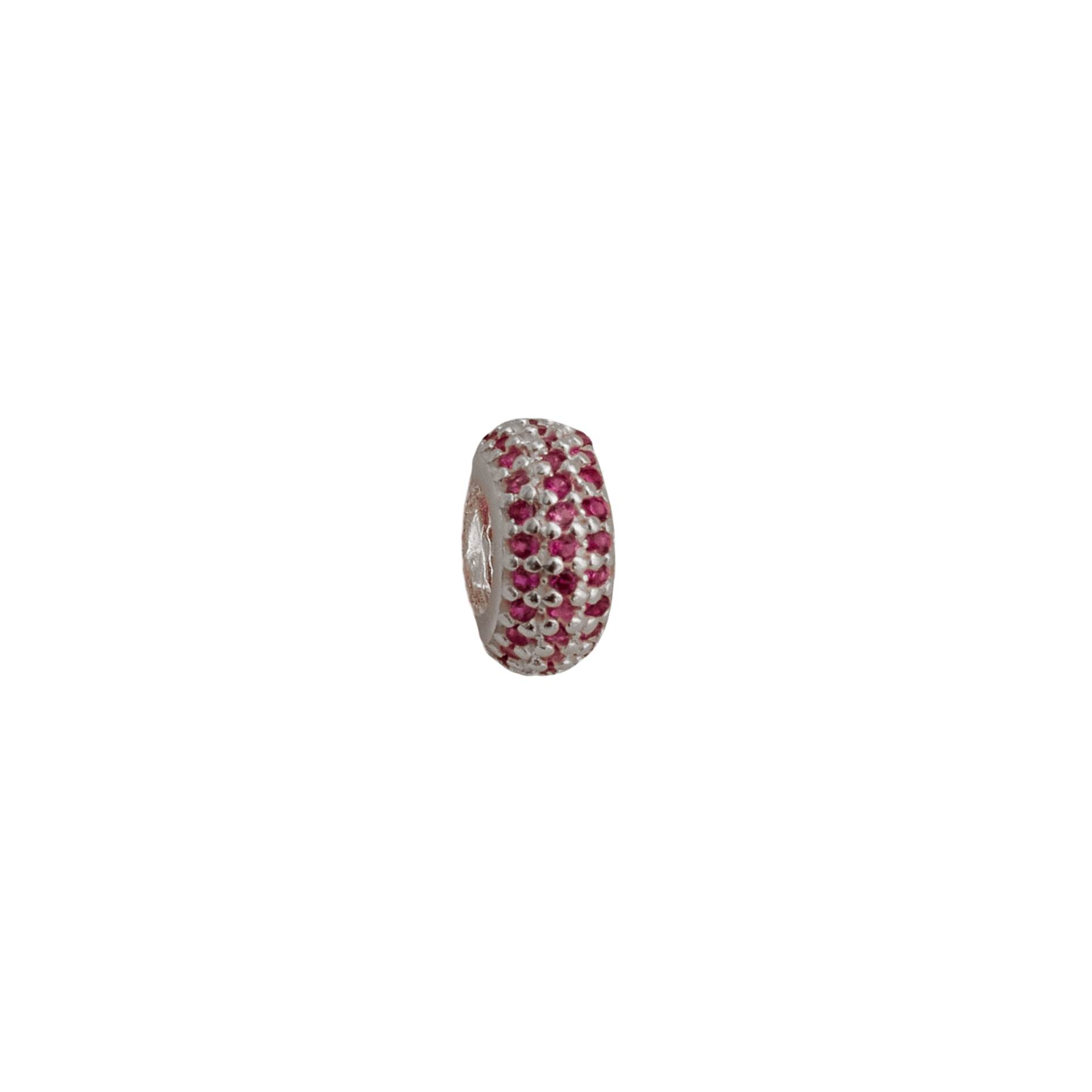 Berloque separador triplo cravejado rosa 10mm