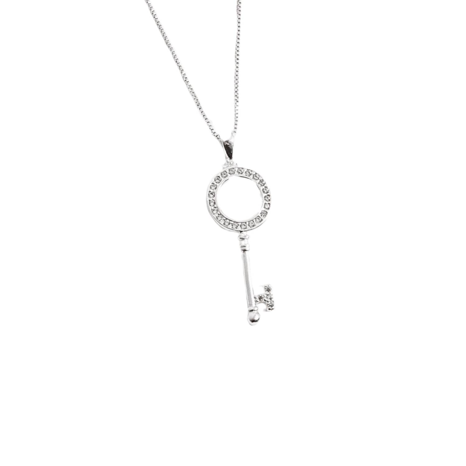 Imagem Colar pingente chave cravejada 29mm 45cm