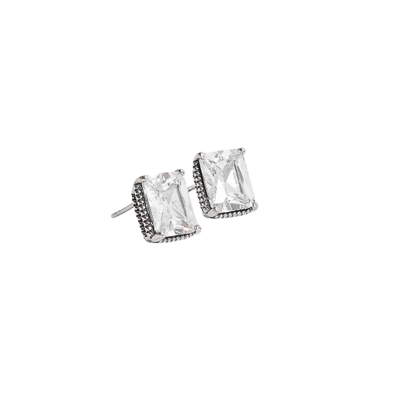 Imagem Brinco zircônia retangular caixa alta 12mm envelhecido