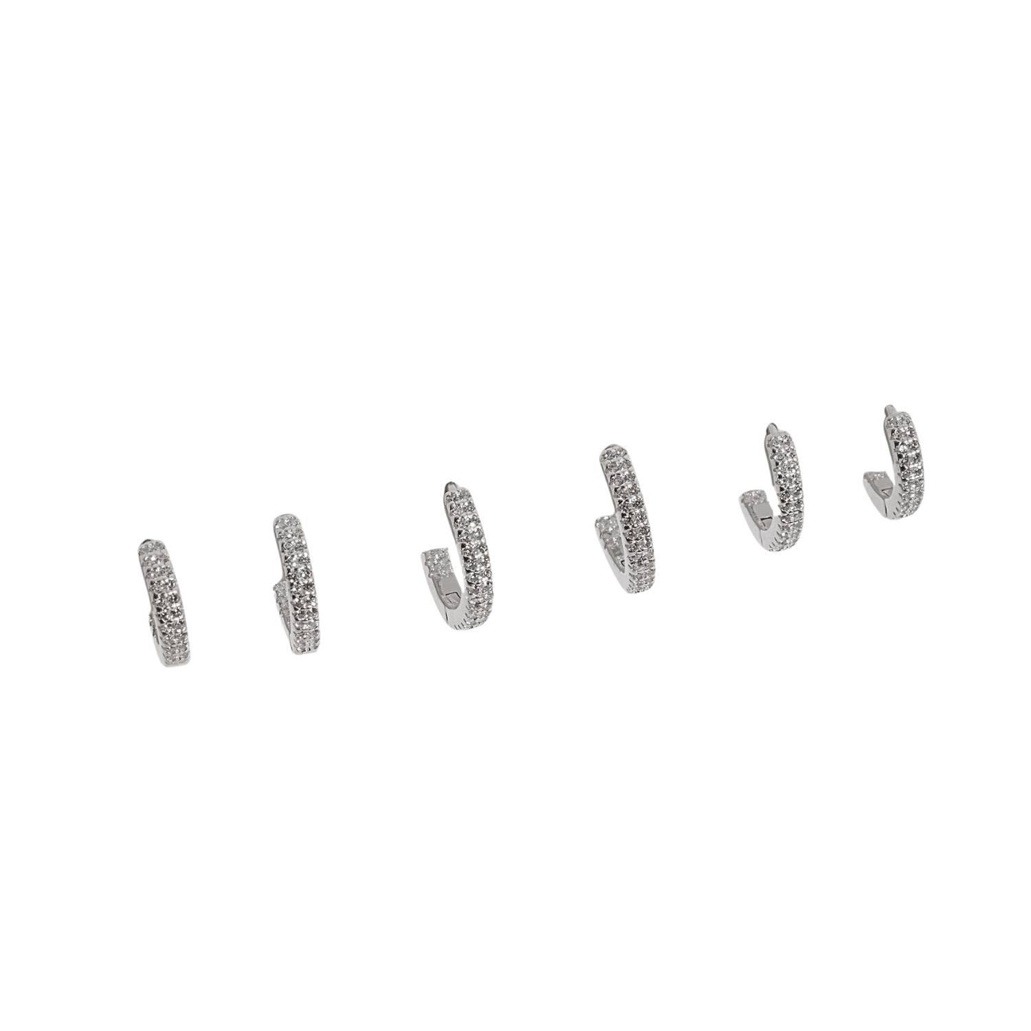 Trio argolas click 11, 13 e 15mm frente e interior cravejado duplo