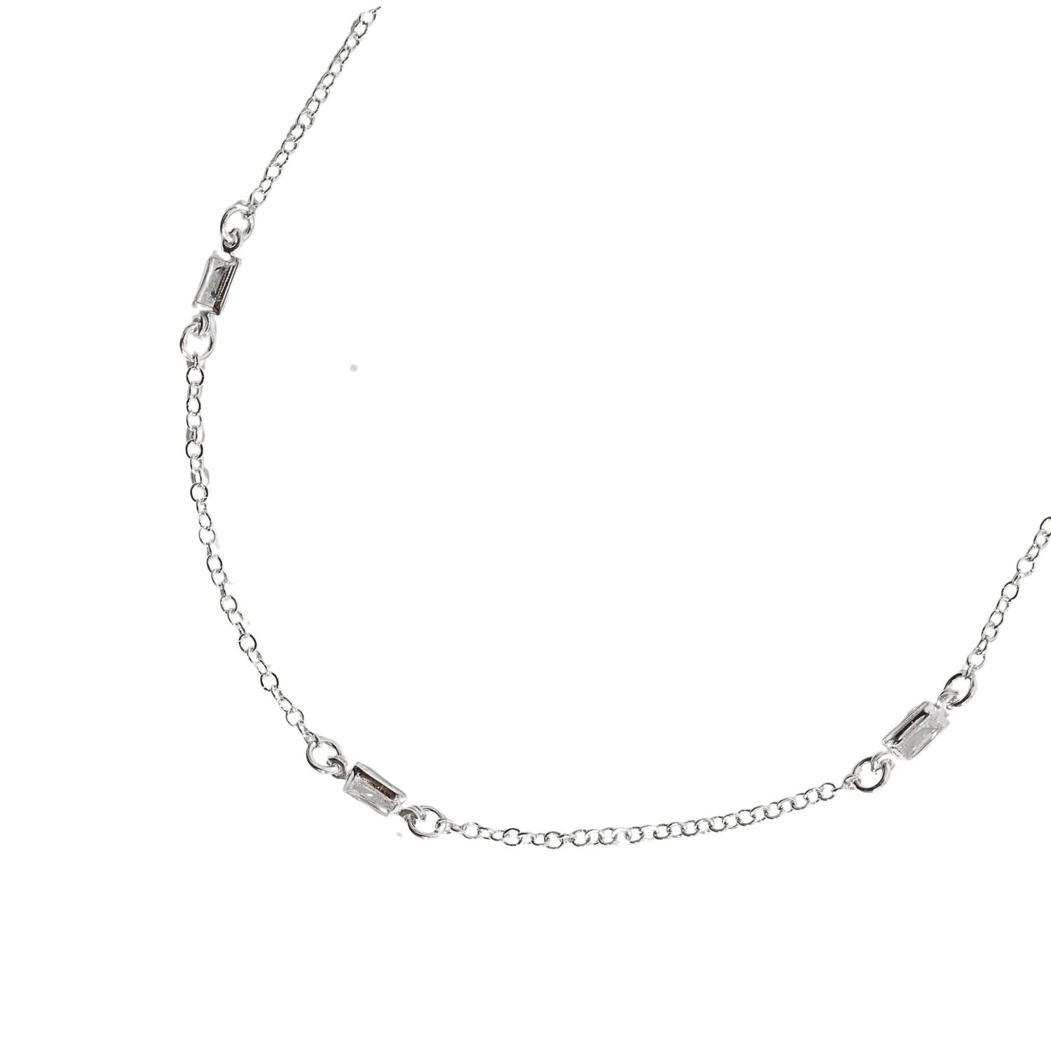 Imagem Colar entremeio zircônias retangulares 6mm 45cm