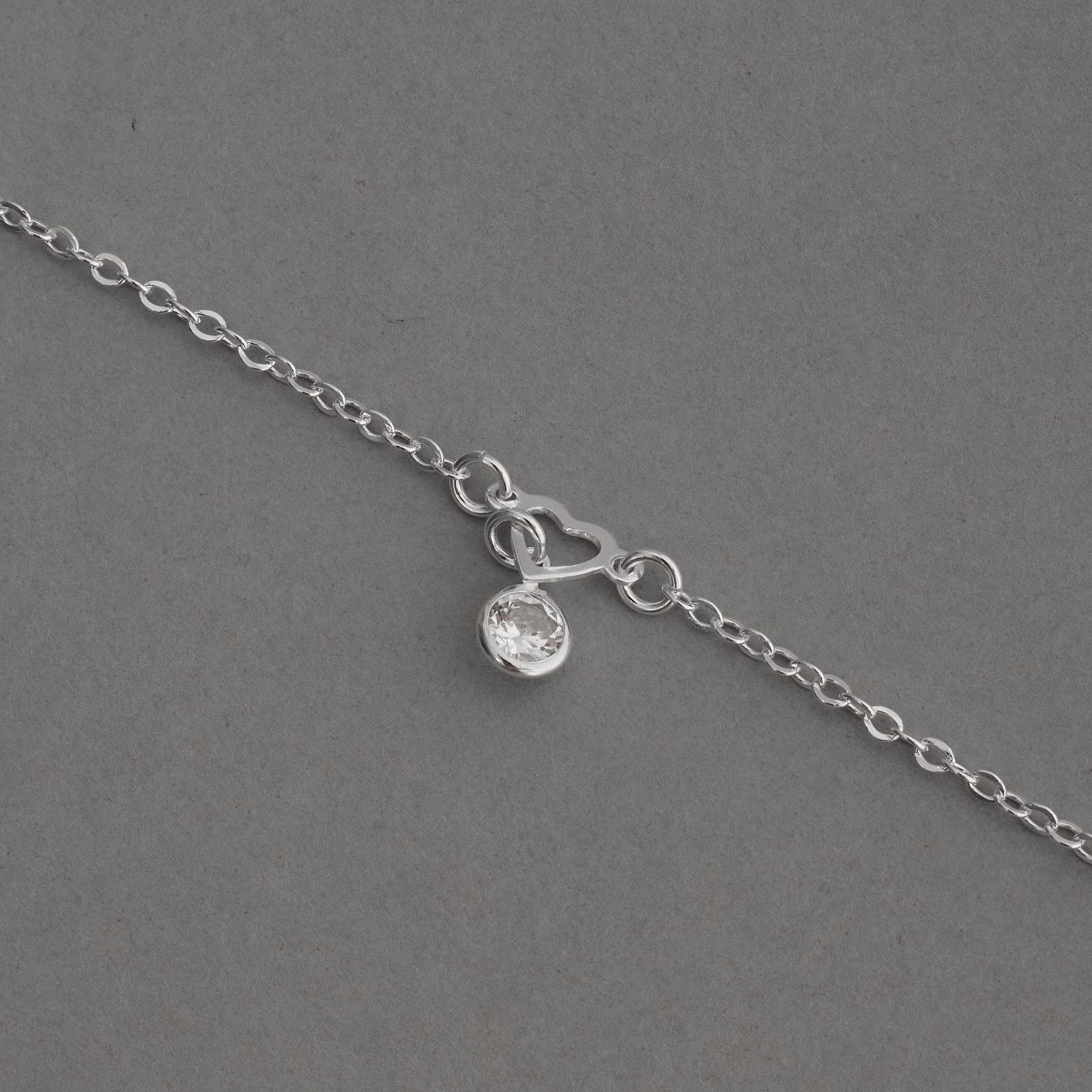 Imagem Secundária Pulseira infantil entremeio coração vazado com pingente zircônia 6mm