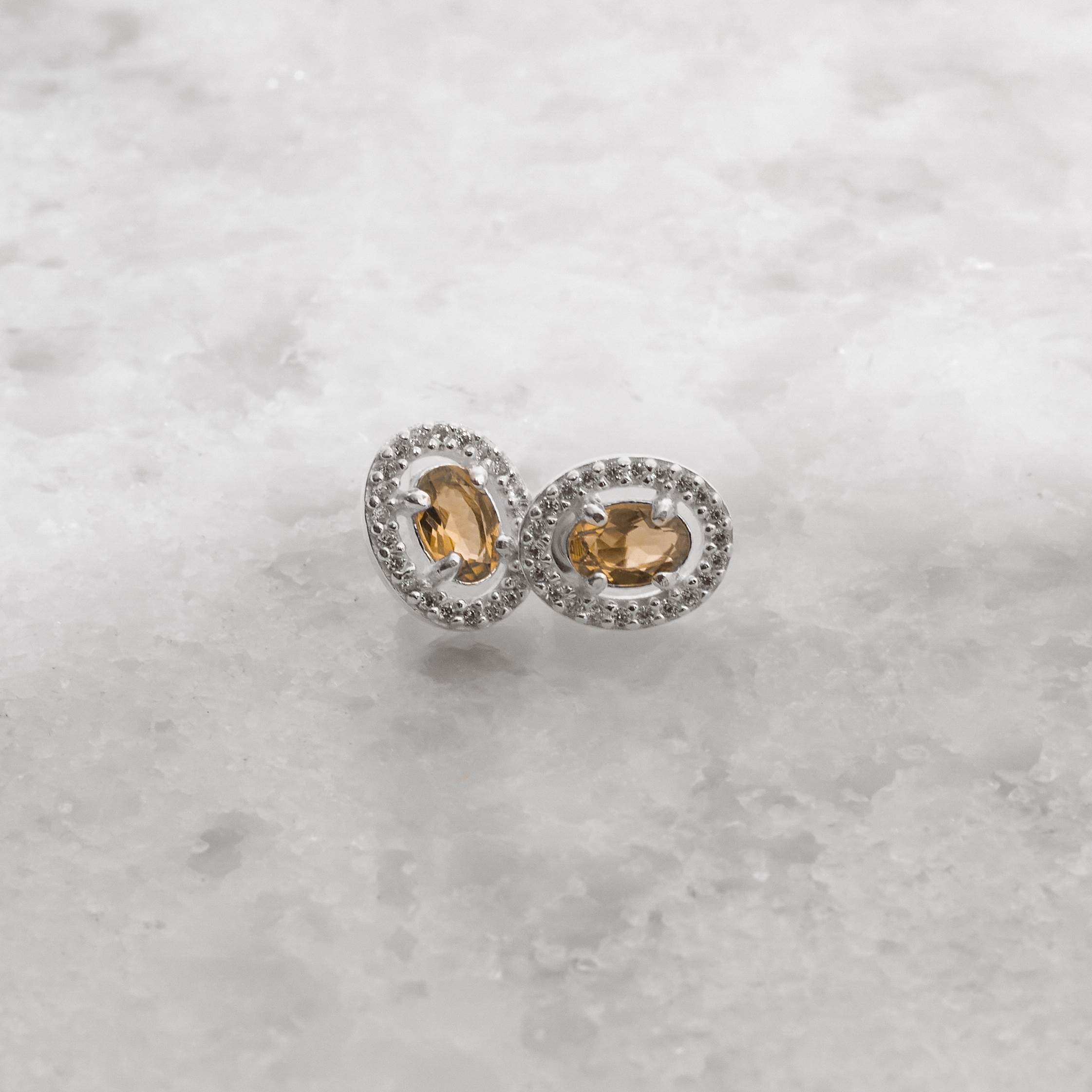 Imagem Secundária Brinco zircônia oval amarela com cravejado 11mm