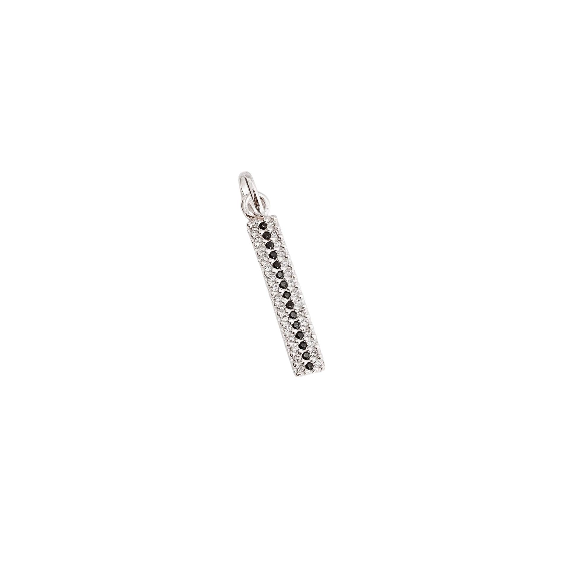 Pingente placa cravejada zircônias cristal e preto 21mm