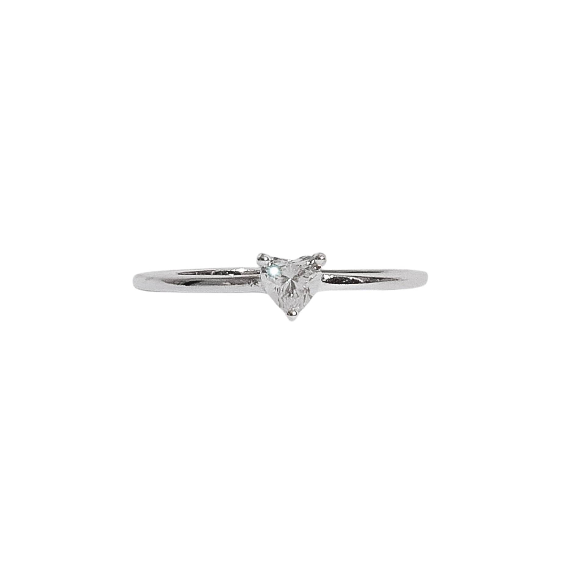 Anel solitário moissanite coração 4x4mm