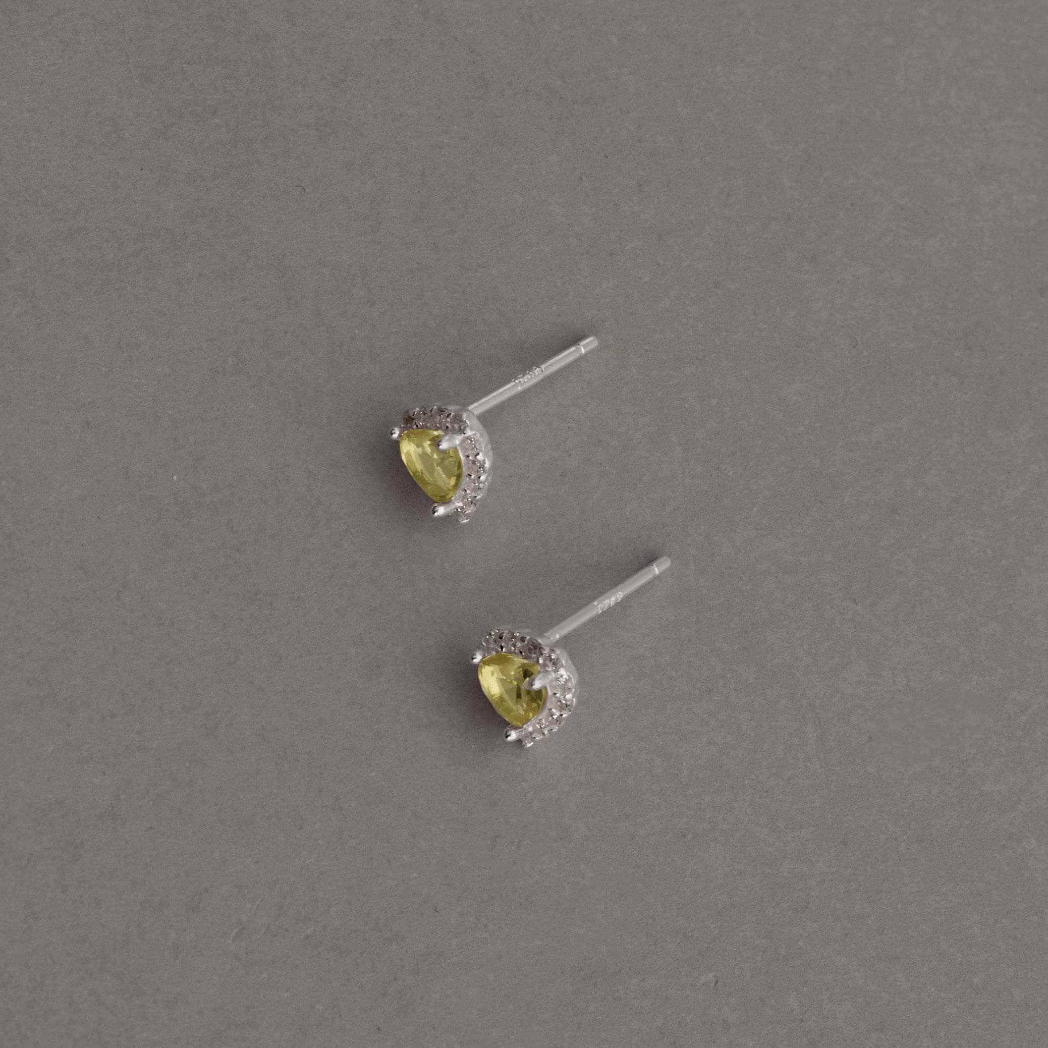 Imagem Secundária Brinco zircônia coração amarela com cravejado 7mm