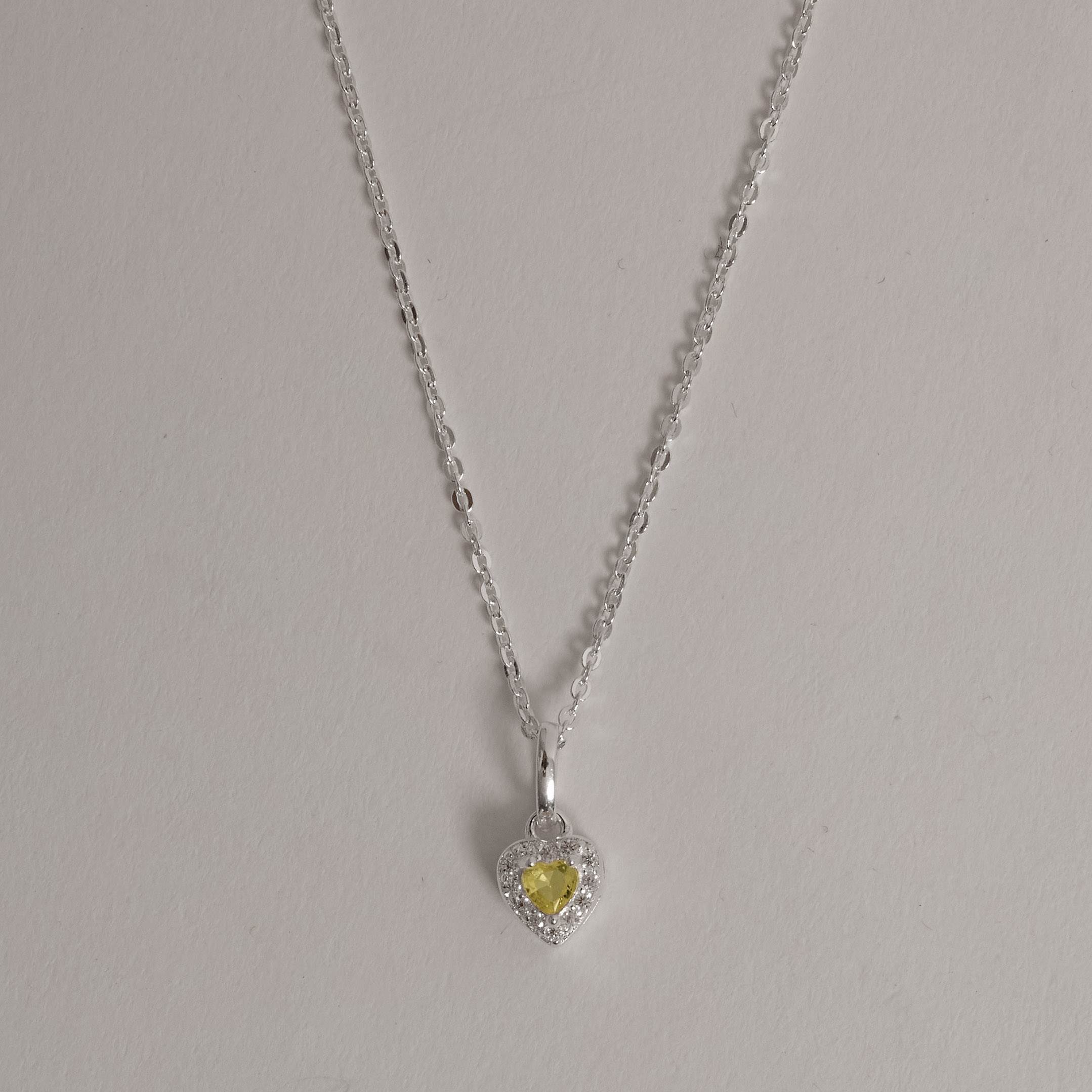 Imagem Colar pingente zircônia coração amarela com cravejado 6mm corrente cadeadinho 40cm