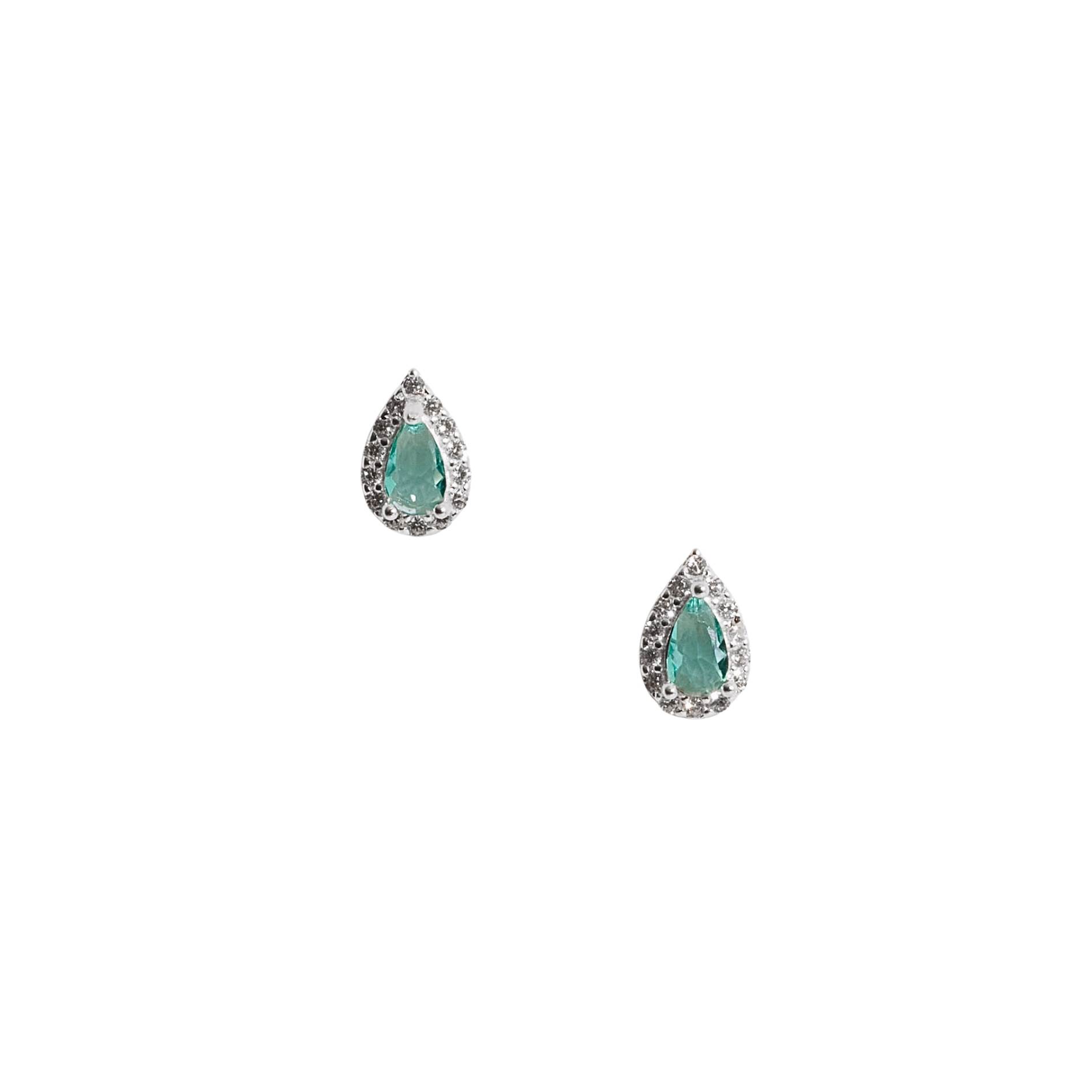 Imagem Brinco zircônia gota turmalina com cravejado 8mm