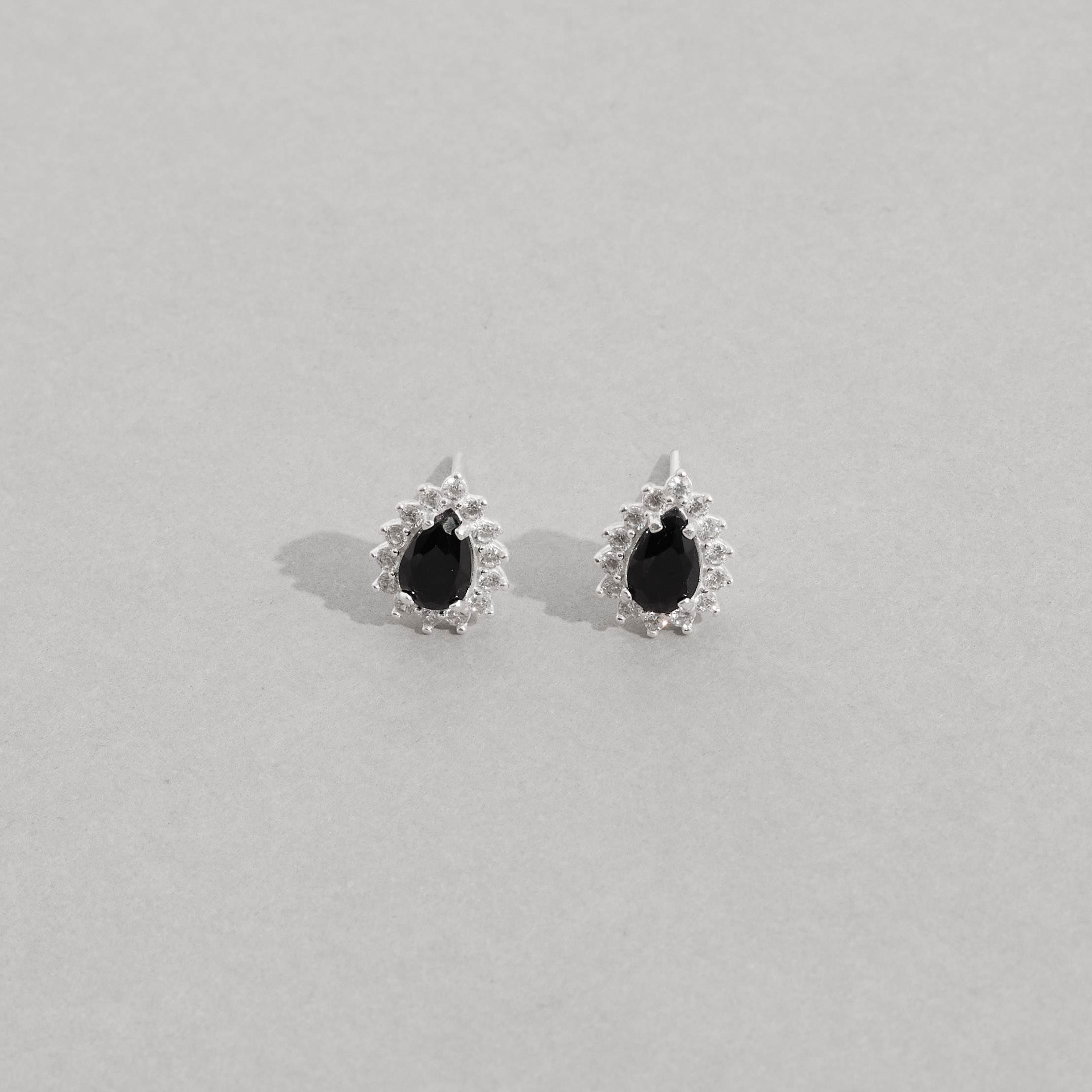 Imagem Brinco zircônia gota ônix com cravejado 10mm