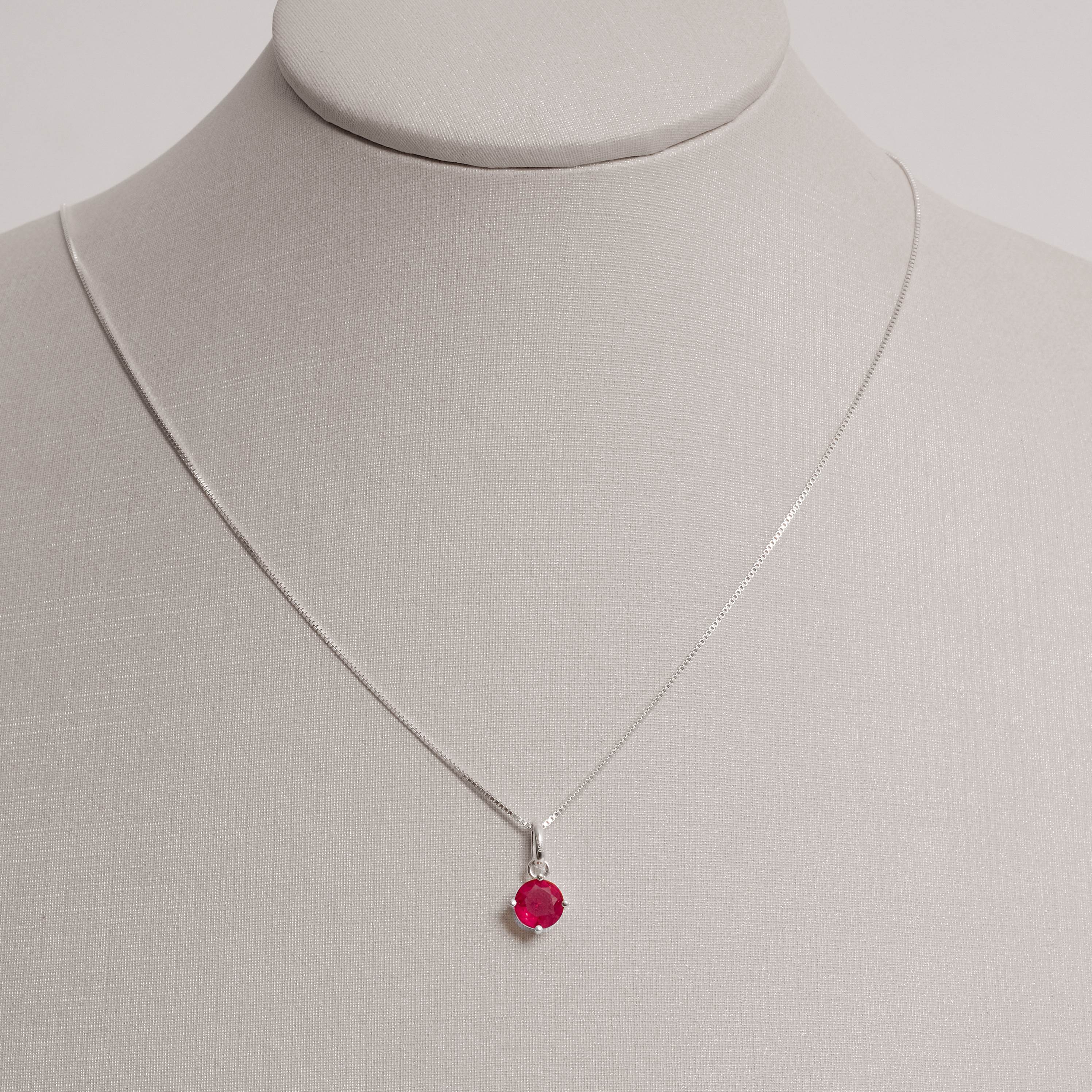 Imagem Secundária Conjunto brinco e colar zircônia redonda rubi 6mm 45cm