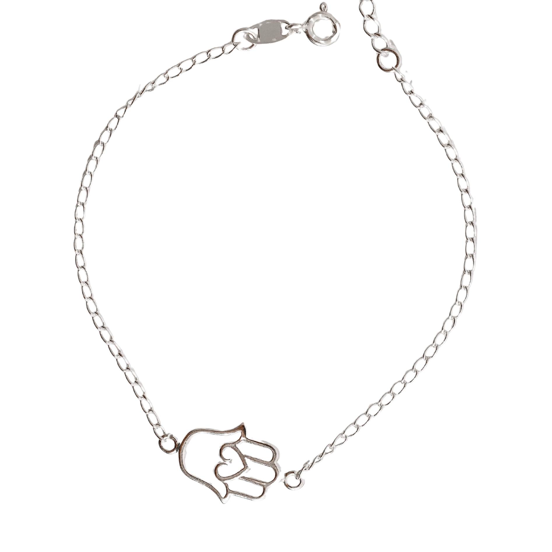 Imagem Pulseira entremeio mão vazada 15mm corrente grumet 18+3cm