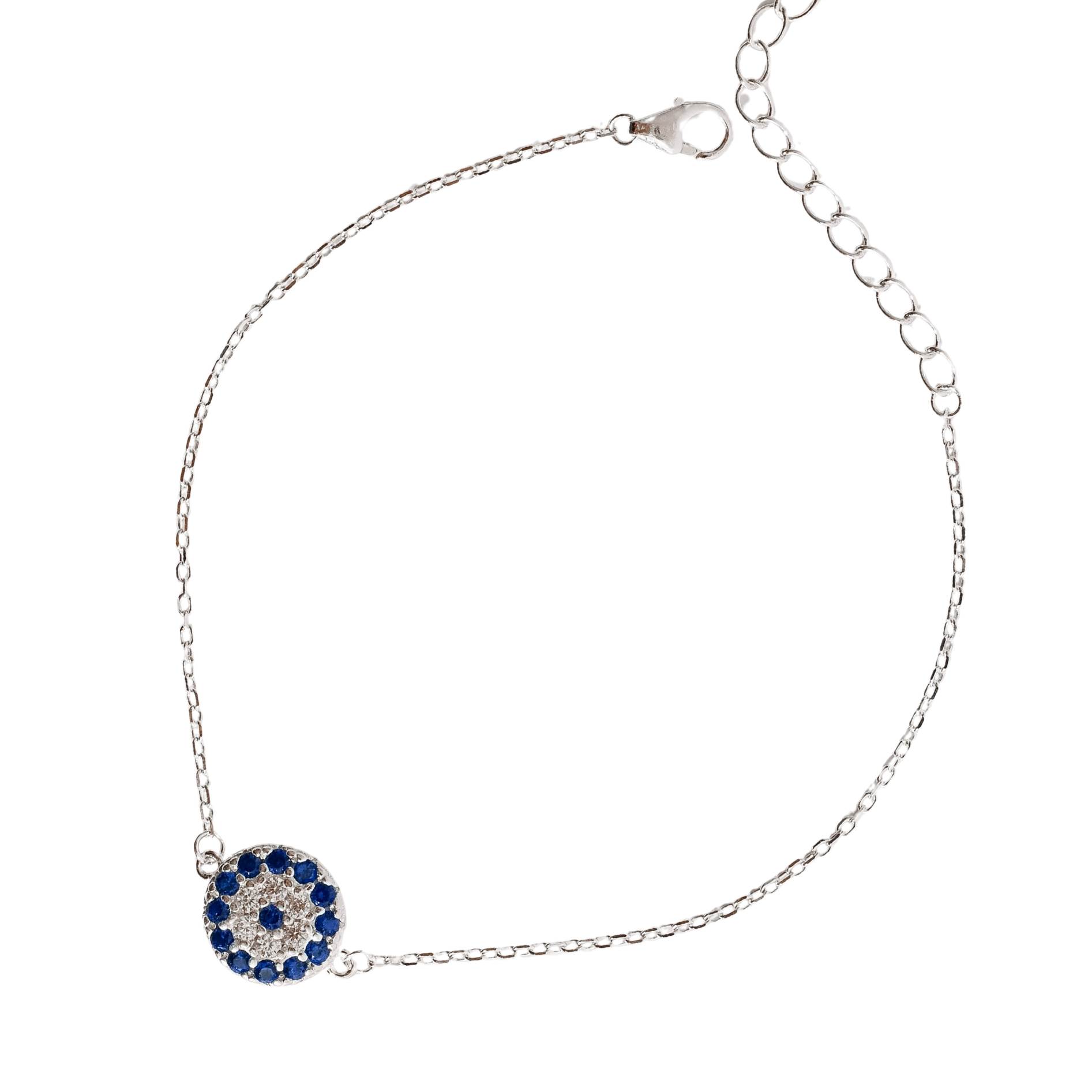 Imagem Pulseira entremeio círculo cravejado cristal e azul 10mm