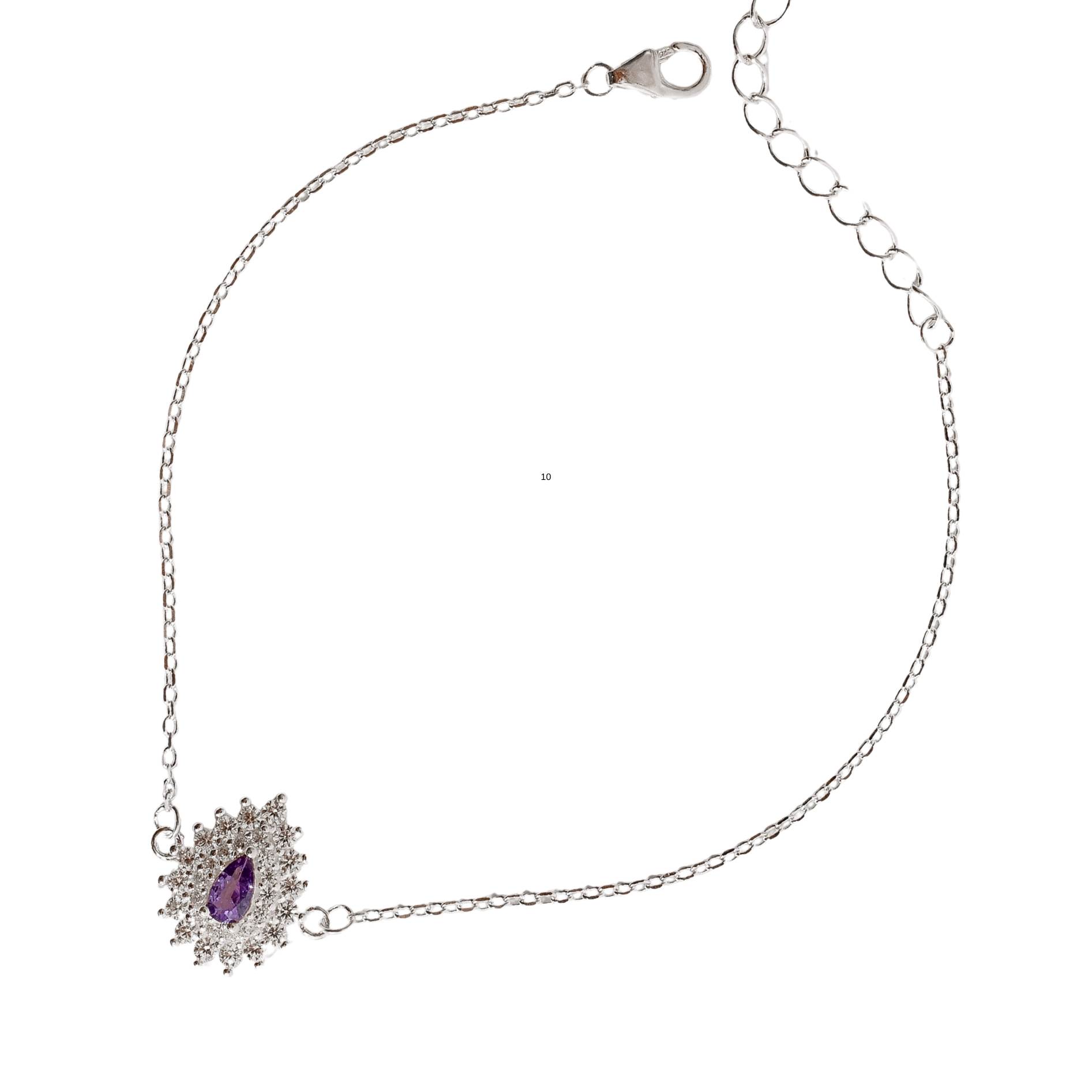 Imagem Pulseira entremeio zircônia gota lilás com cravejado 13mm
