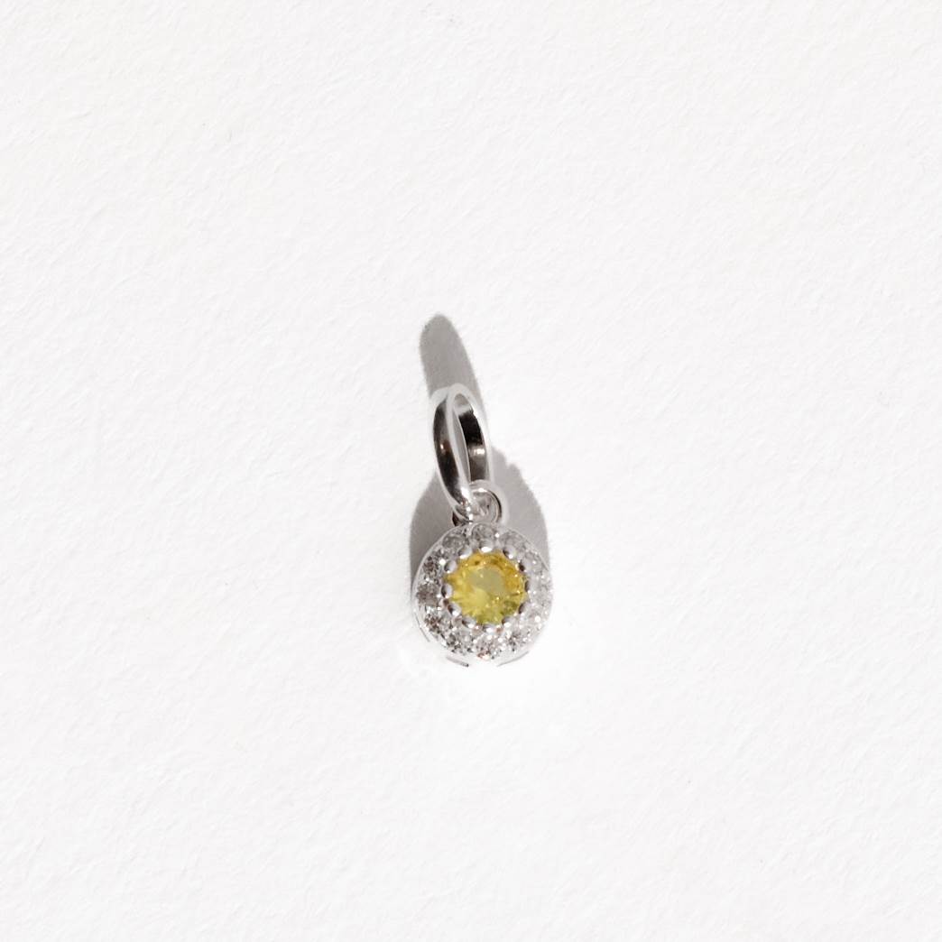 Pingente zircônia amarela com cravejado 6mm caixa alta 