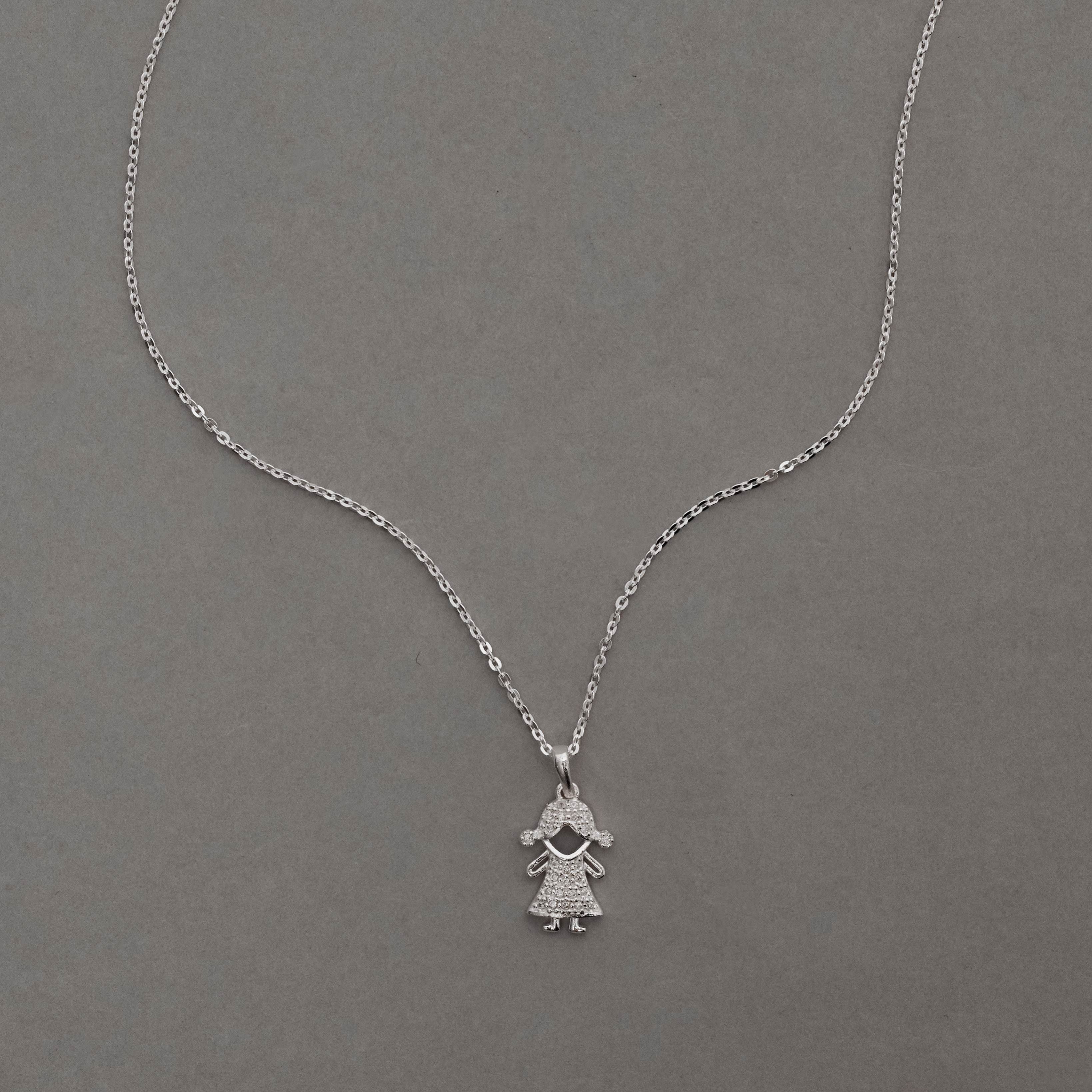 Imagem Secundária Colar pingente menina cravejada 13mm corrente cadeadinho 45cm