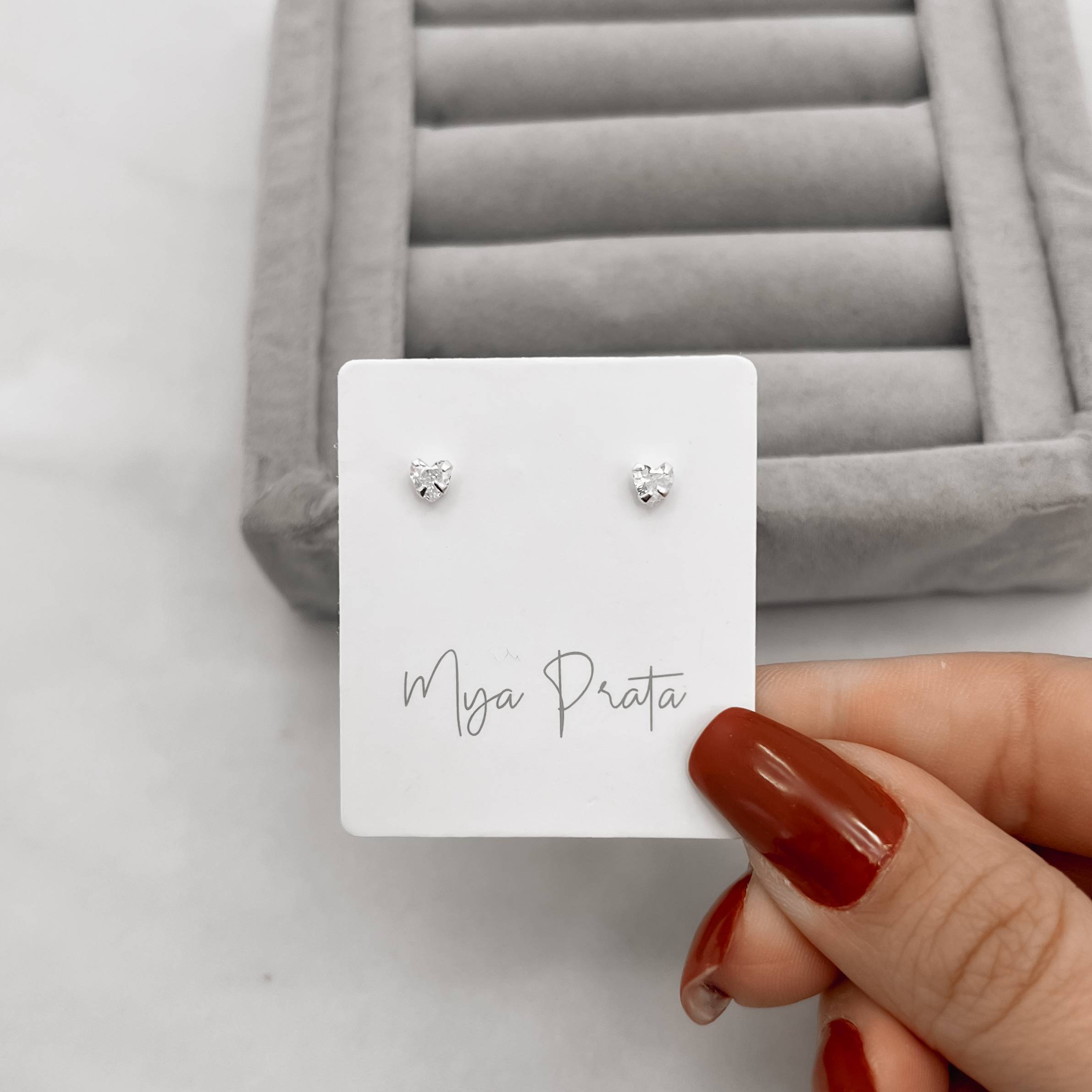 Imagem Brinco zircônia coração cristal 4mm