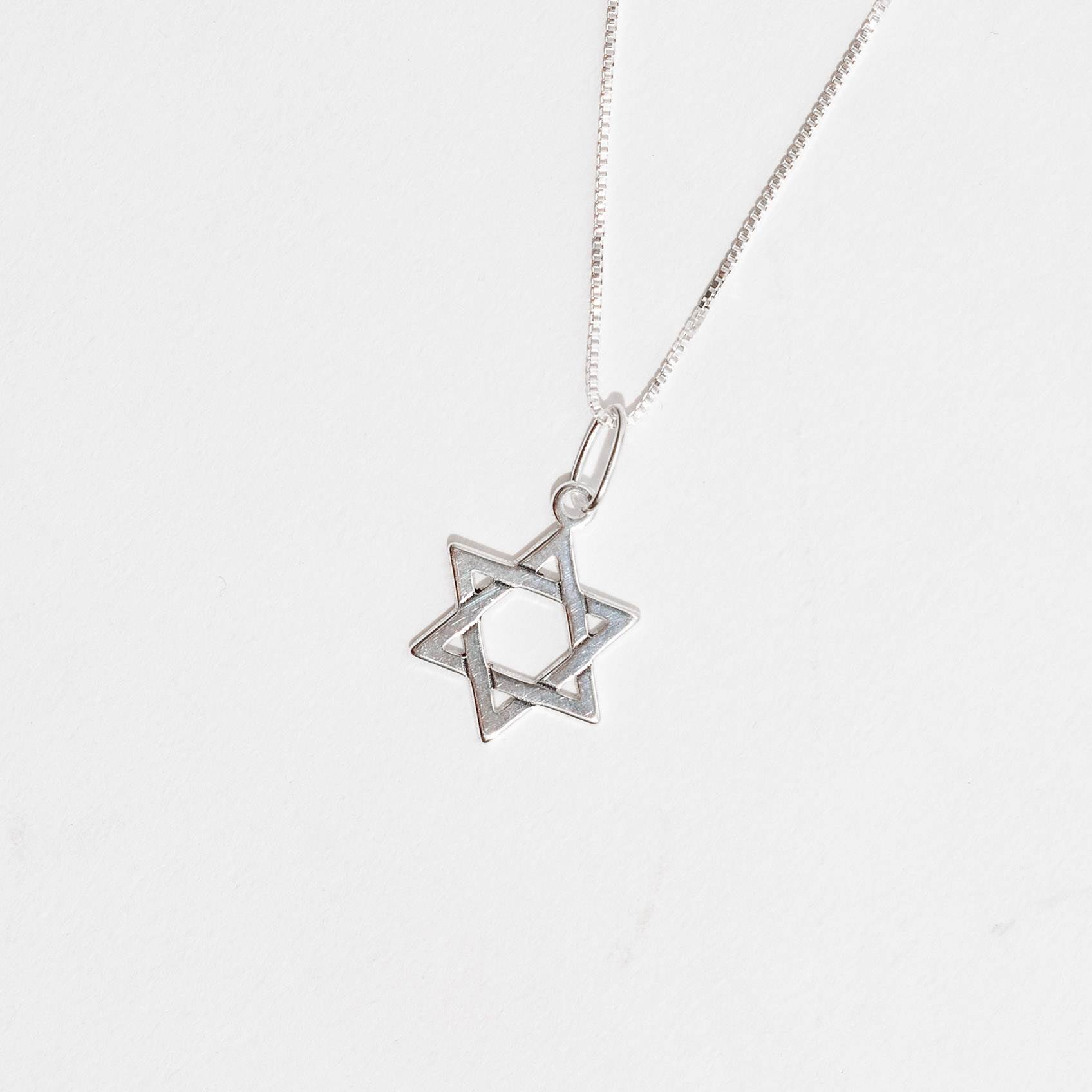 Colar pingente estrela de Davi 14mm 45cm