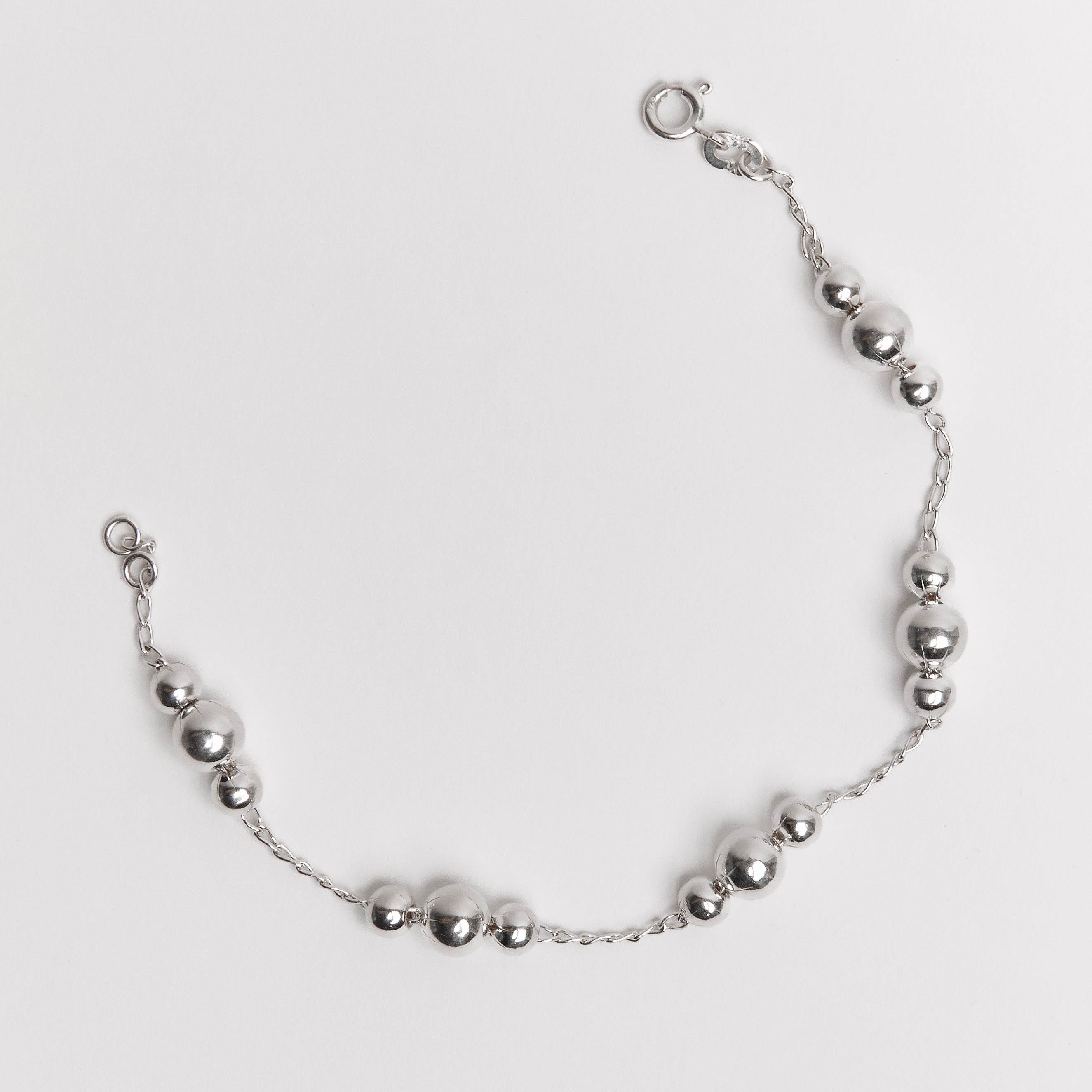 Imagem Pulseira entremeio bolas 5 e 7mm corrente cadeado