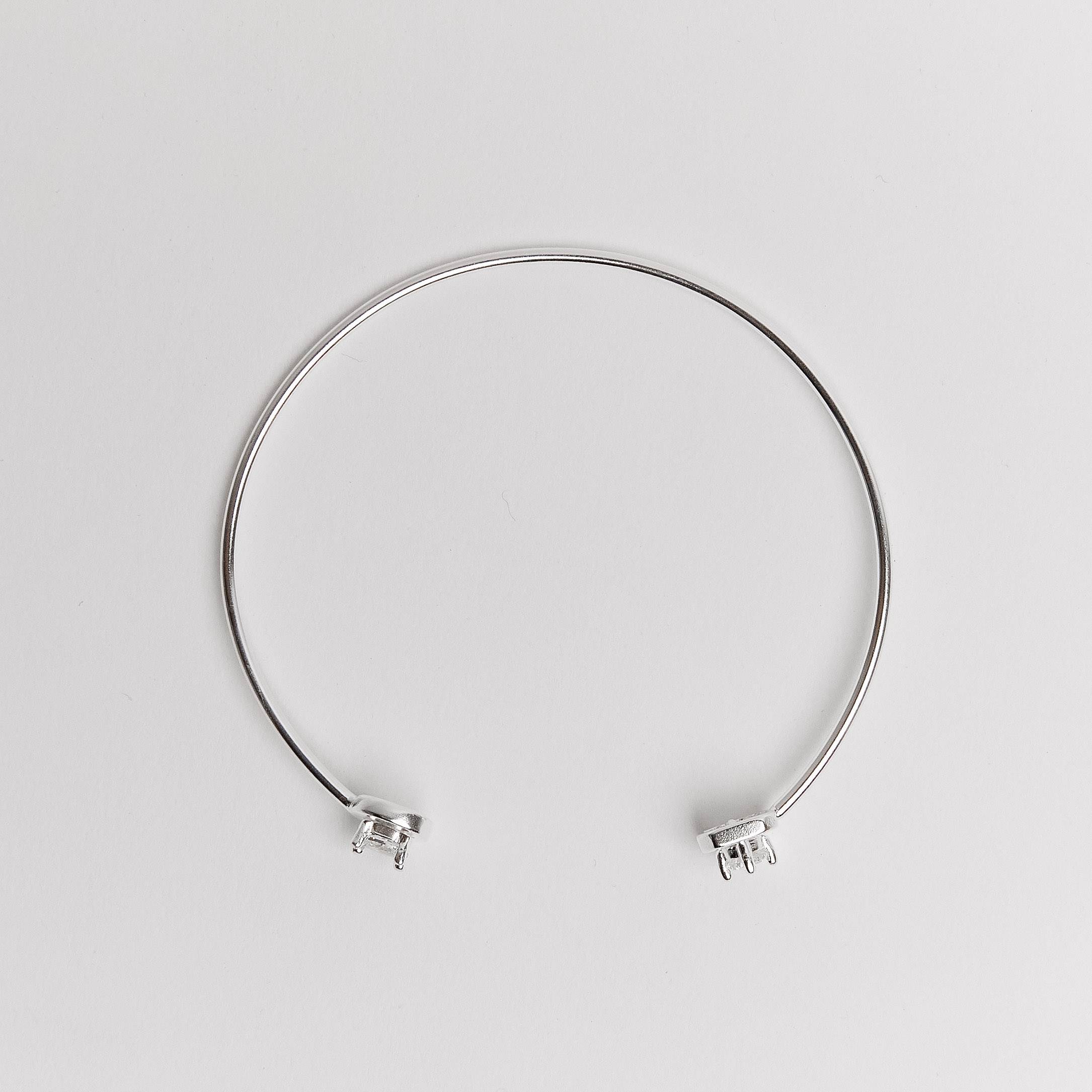 Bracelete 2 zircônias redonda e oval regulável