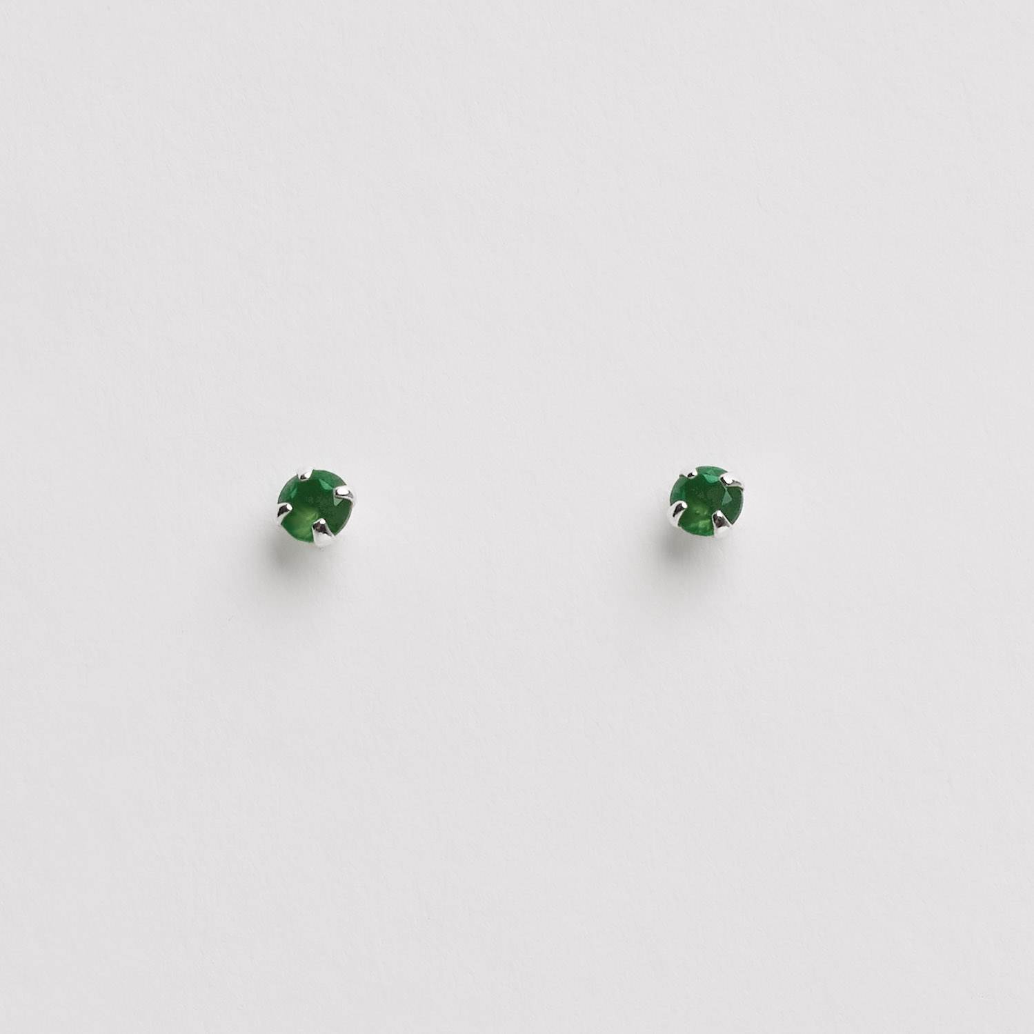 Imagem Brinco zircônia redonda esmeralda 3mm