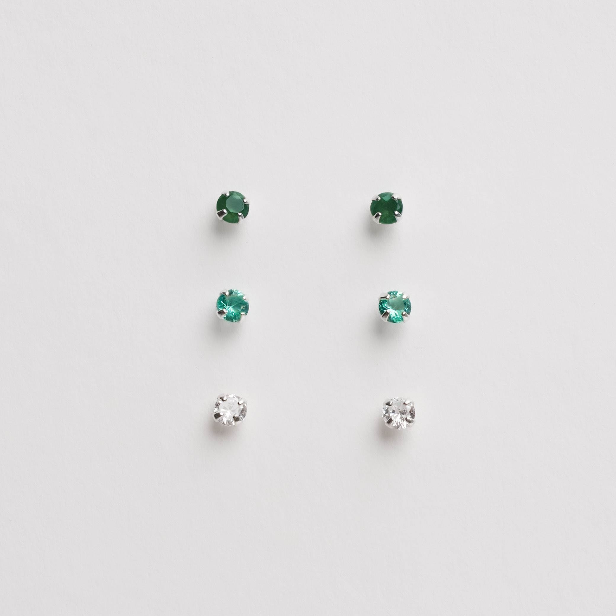 Trio zircônias 3mm cristal, turmalina e esmeralda