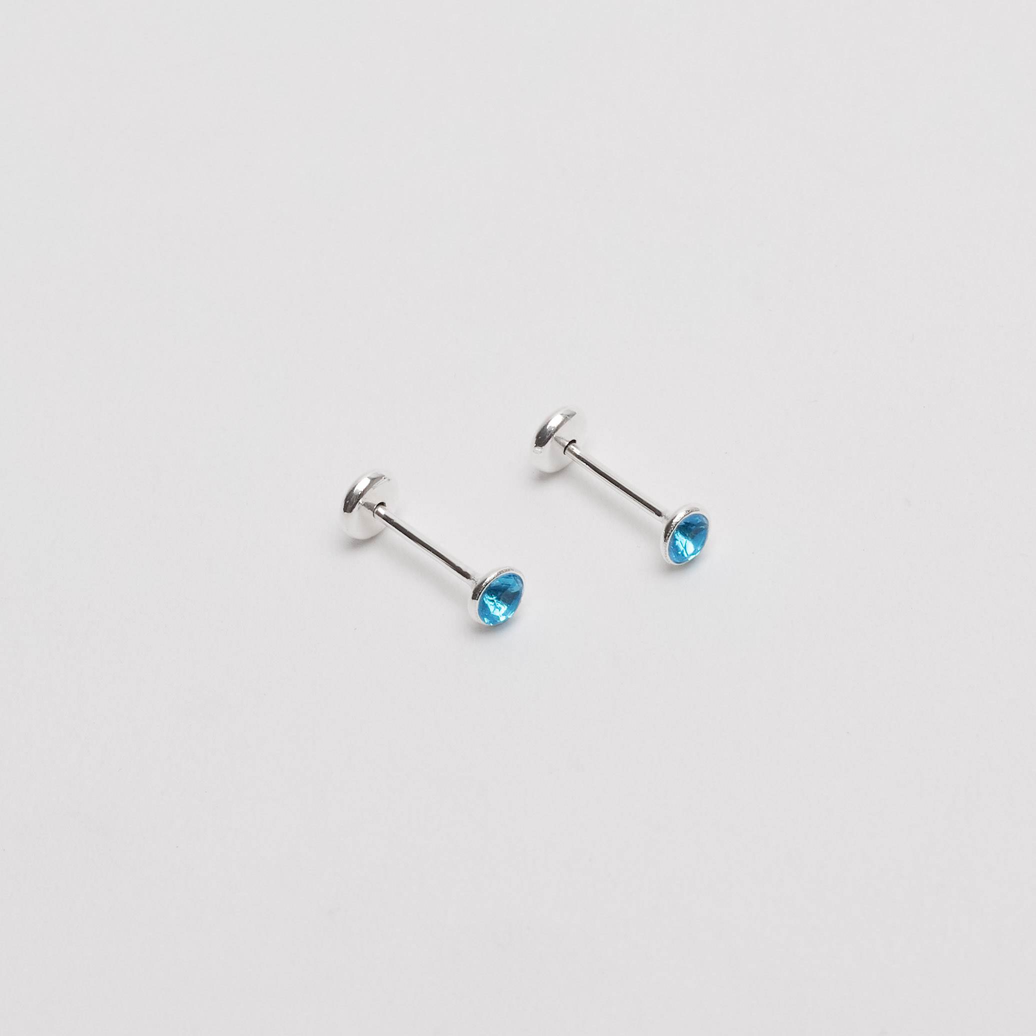 Imagem Secundária Brinco infantil zircônia azul claro 3mm tarraxa baby - CI