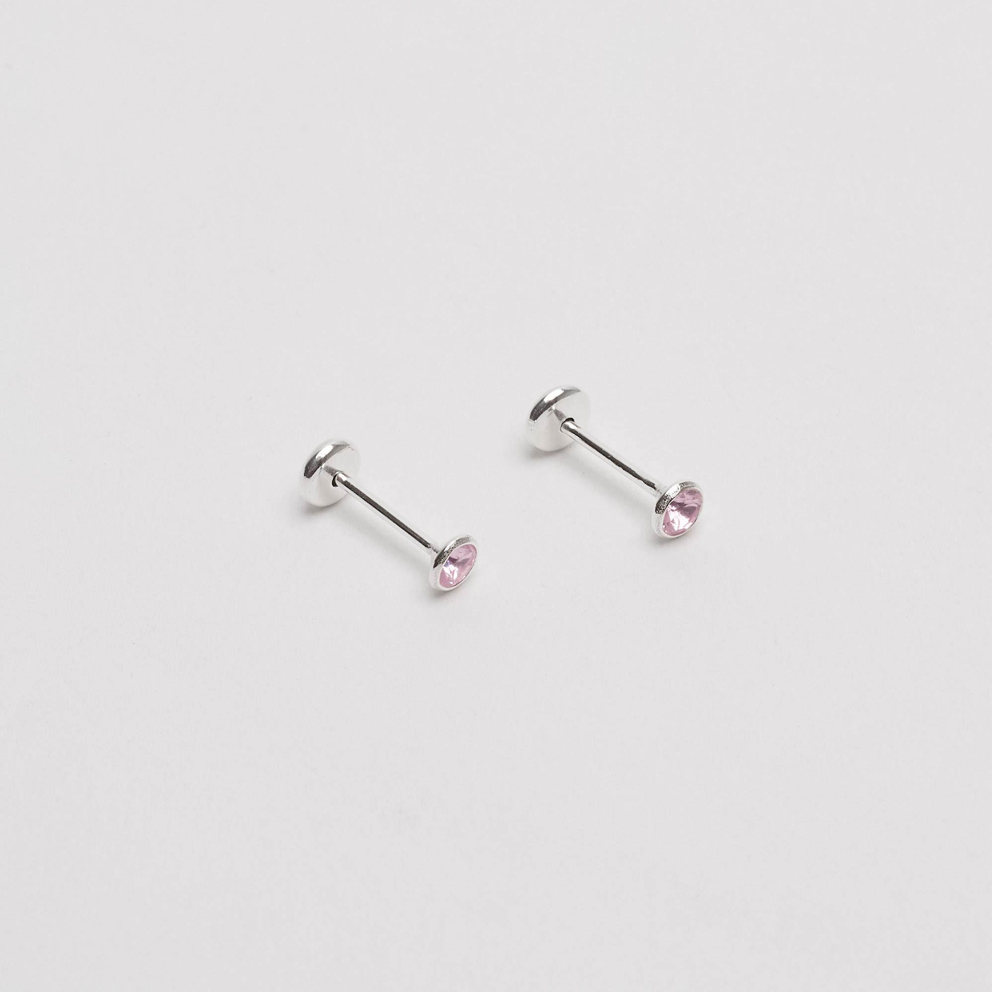 Imagem Secundária Brinco infantil zircônia rosa claro 3mm tarraxa baby - CI
