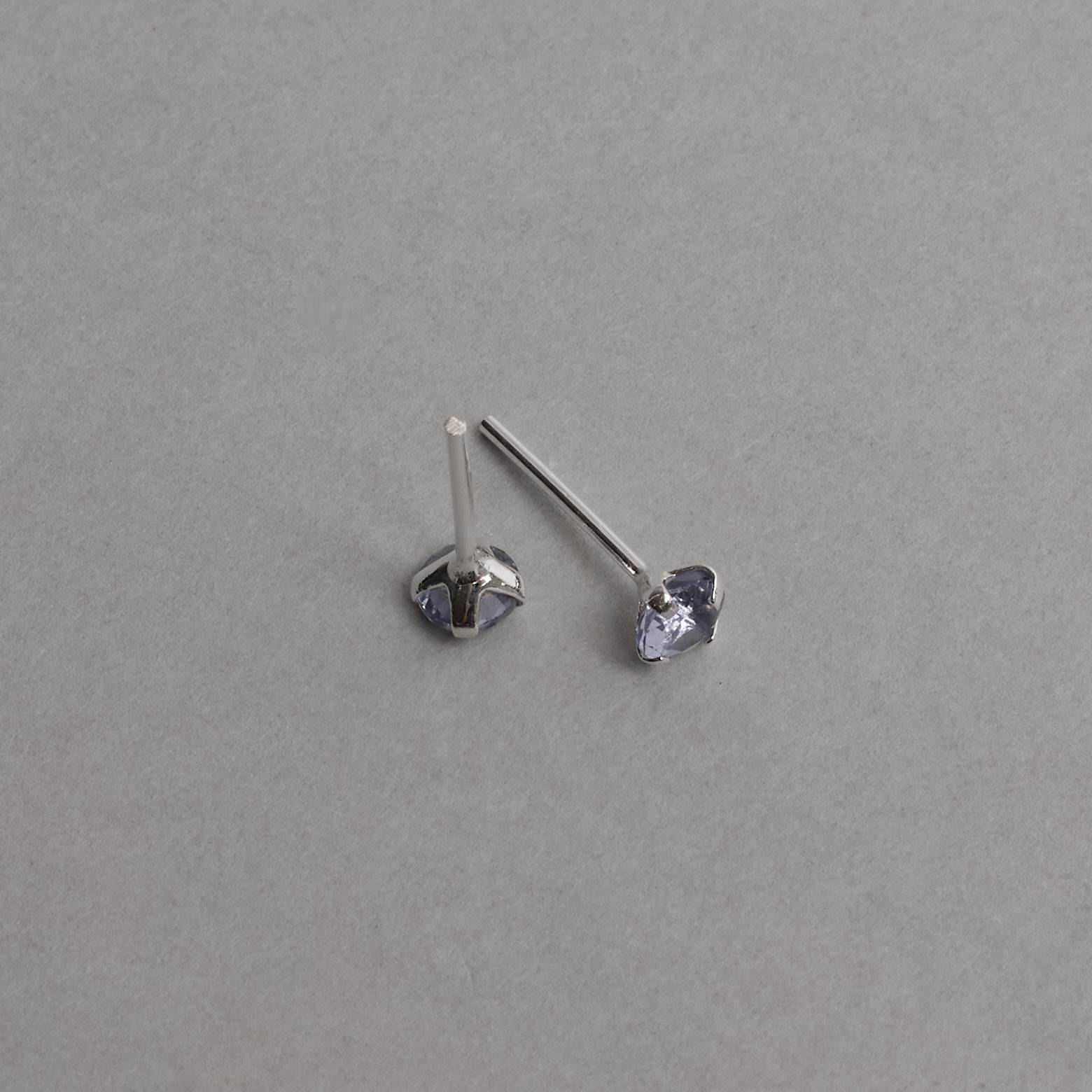Brinco zircônia redonda lilás 3mm