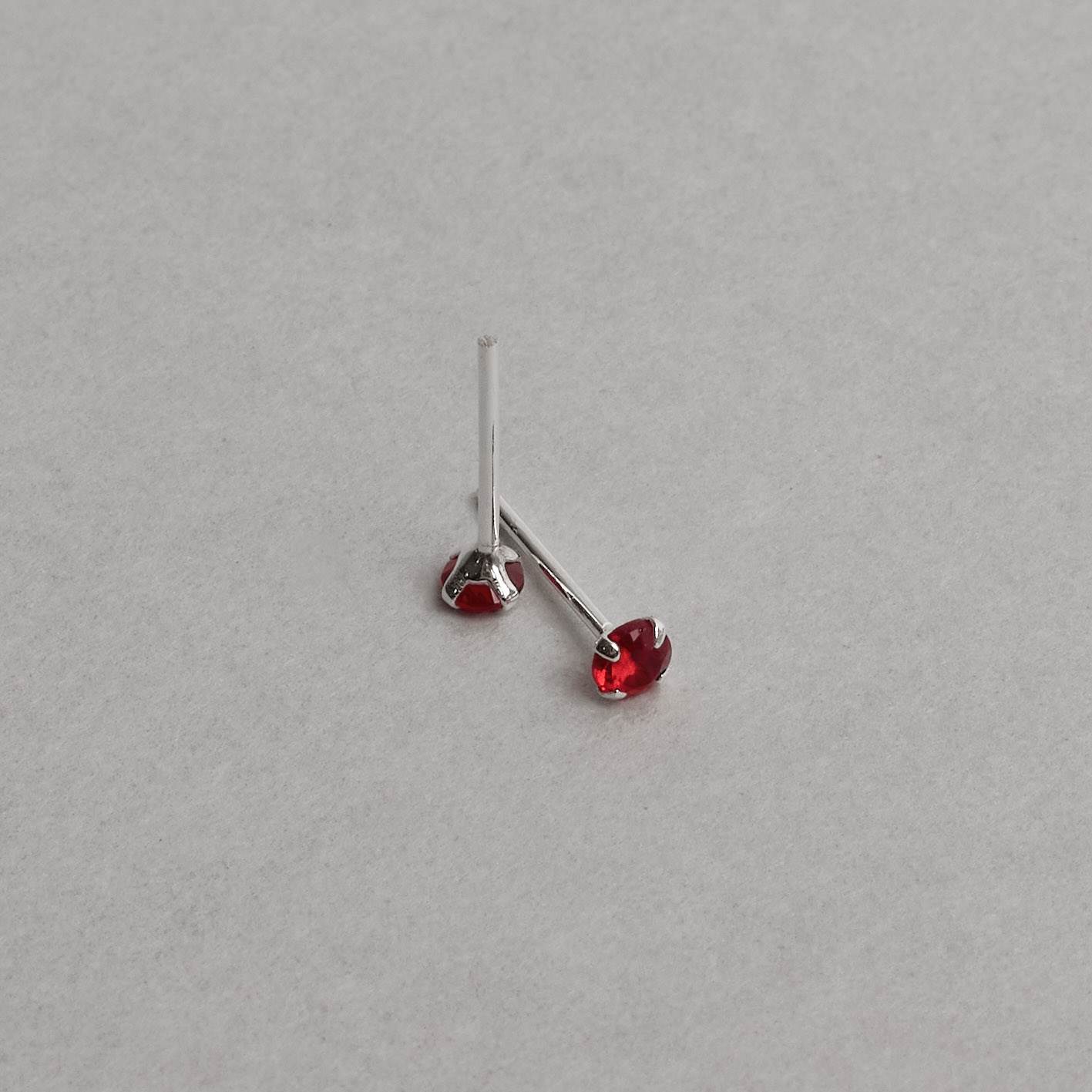 Brinco zircônia redonda cereja 4mm