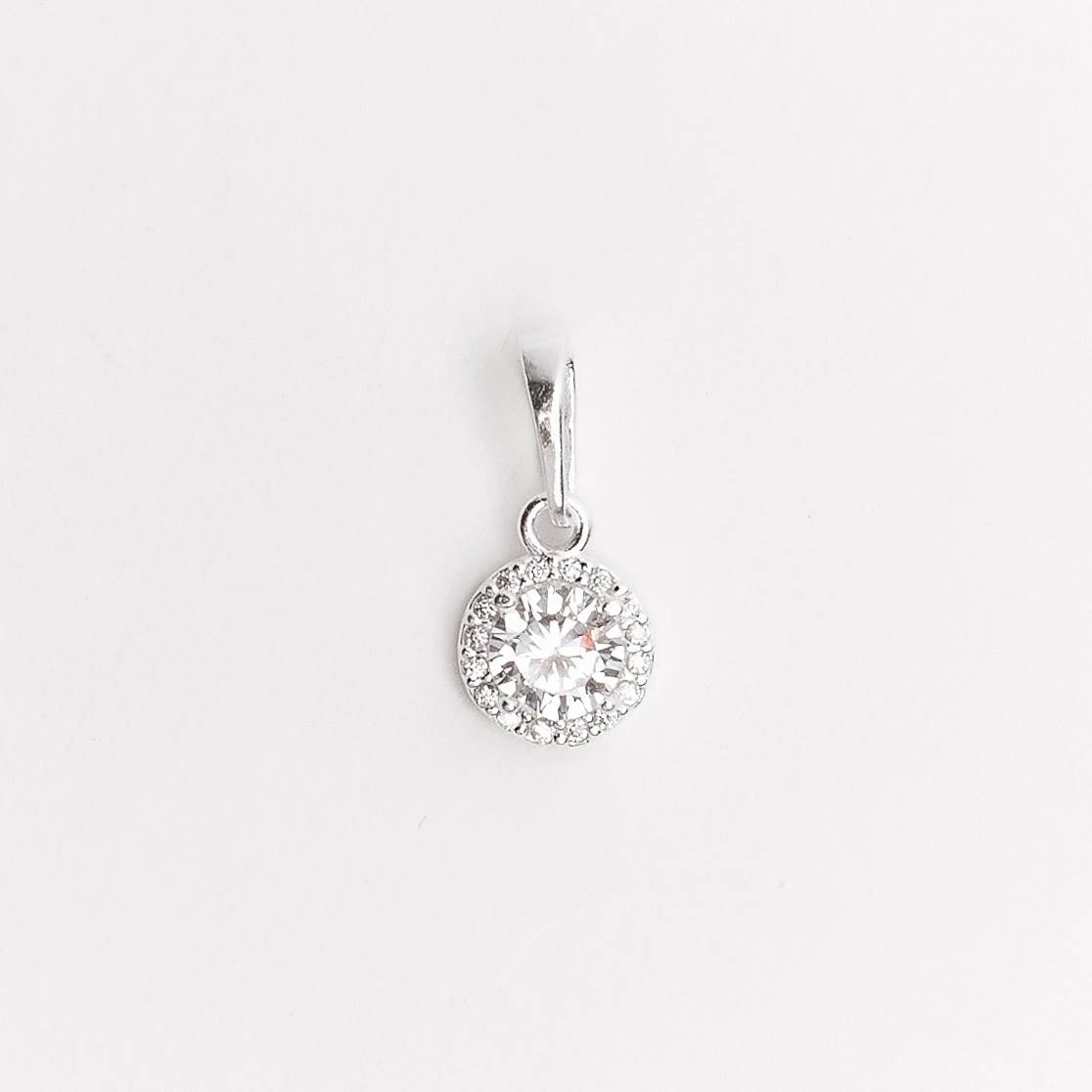 Pingente zircônia redonda com cravejado 7mm