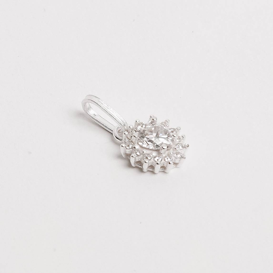 Pingente zircônia coração com cravejado 7mm cristal