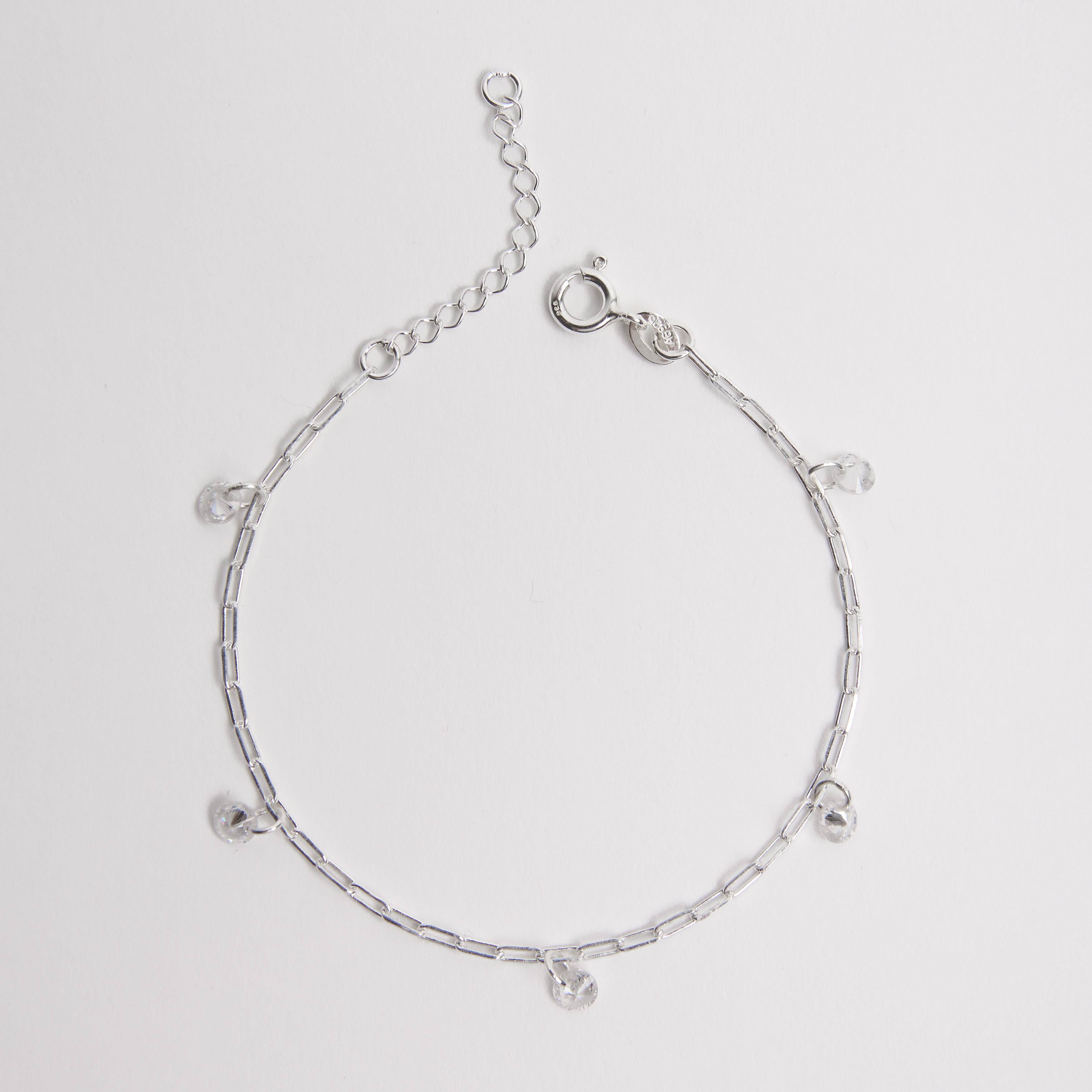 Pulseira pingentes zircônias 4mm corrente cartier 16+3cm