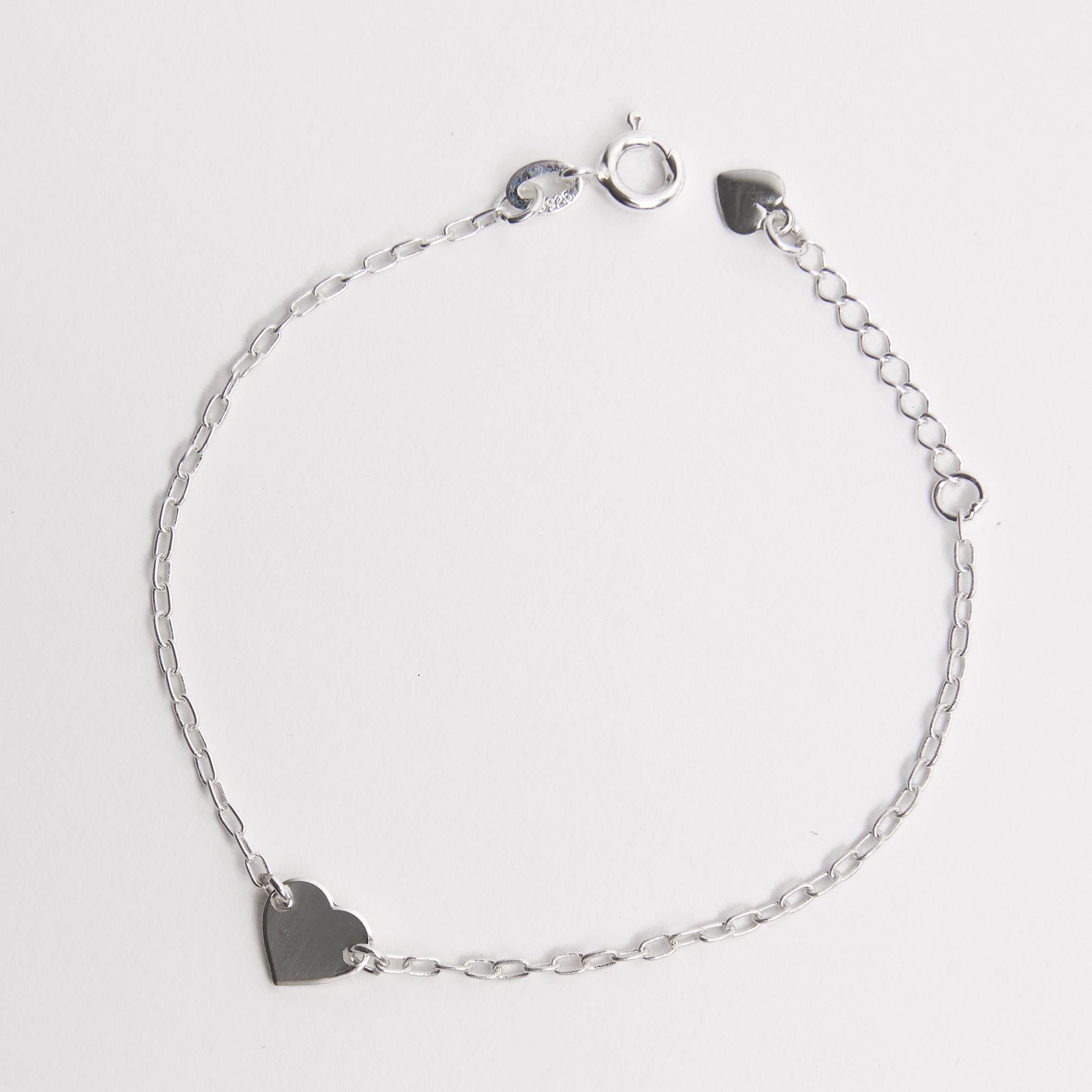 Pulseira entremeio coração 8mm corrente cadeado 15+2cm