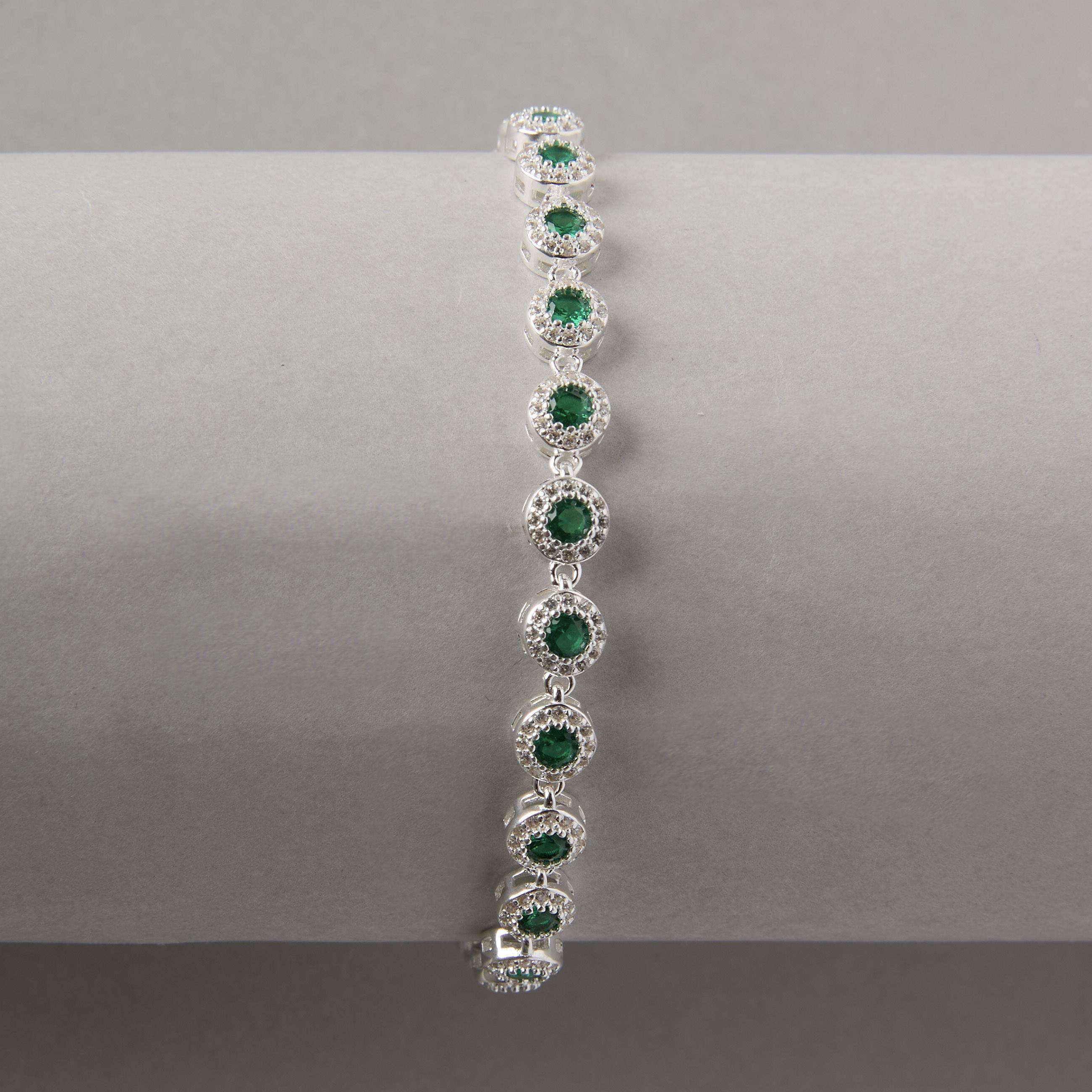 Pulseira Riviera 5.7 zircônias esmeralda 16+4cm
