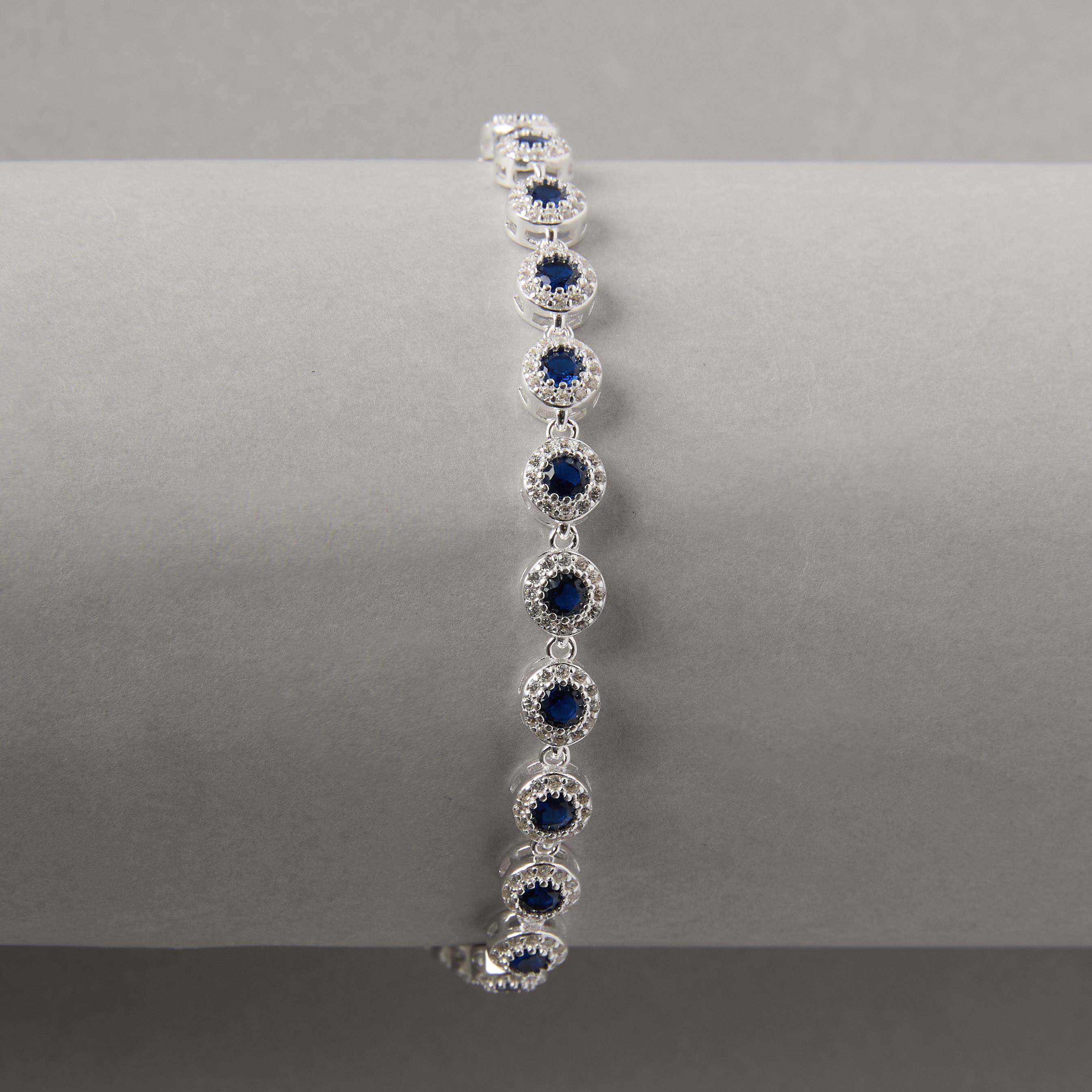 Pulseira Riviera 5.7 zircônias safira 19cm com 2 fechos