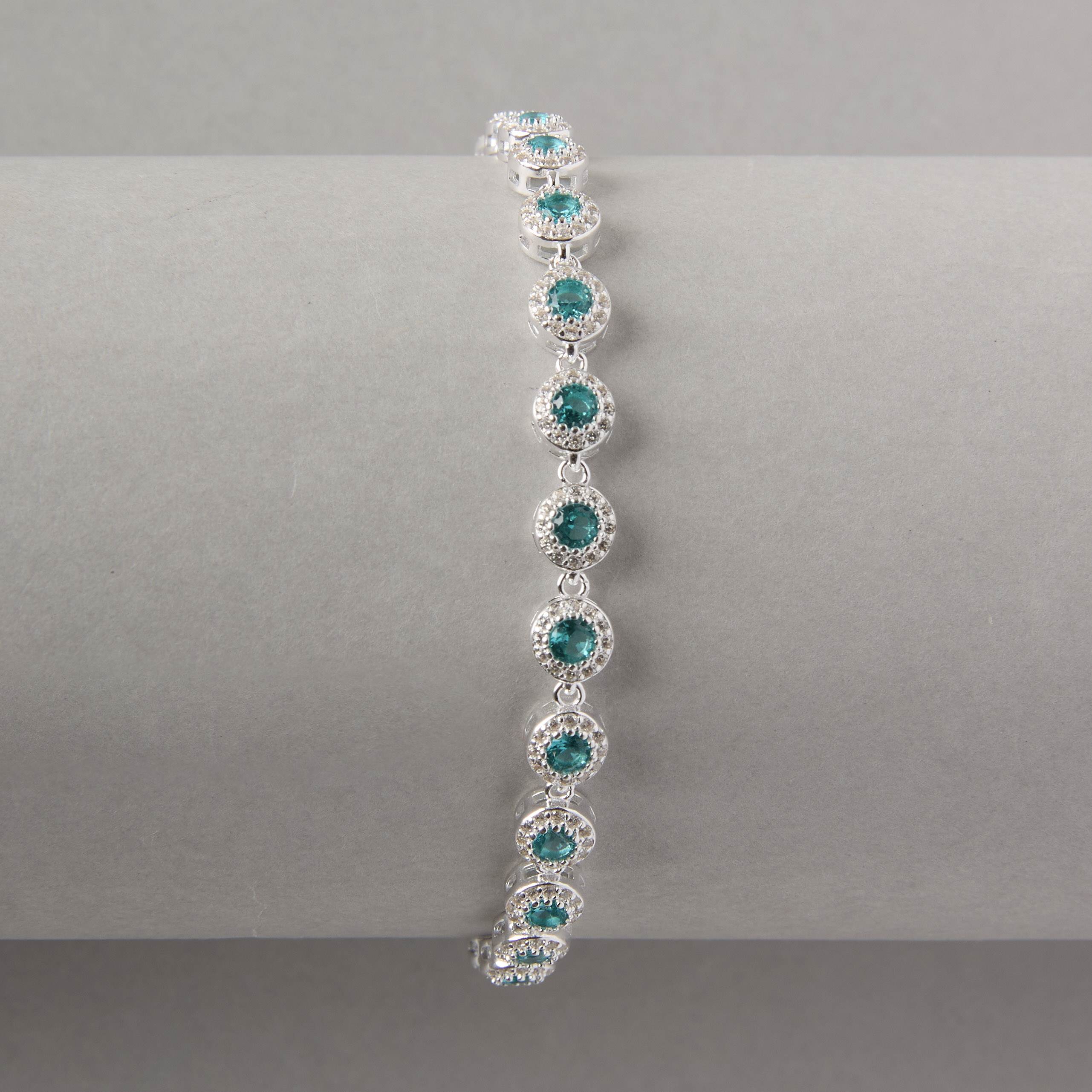 Pulseira Riviera 5.7 zircônias turmalina 19cm com 2 fechos