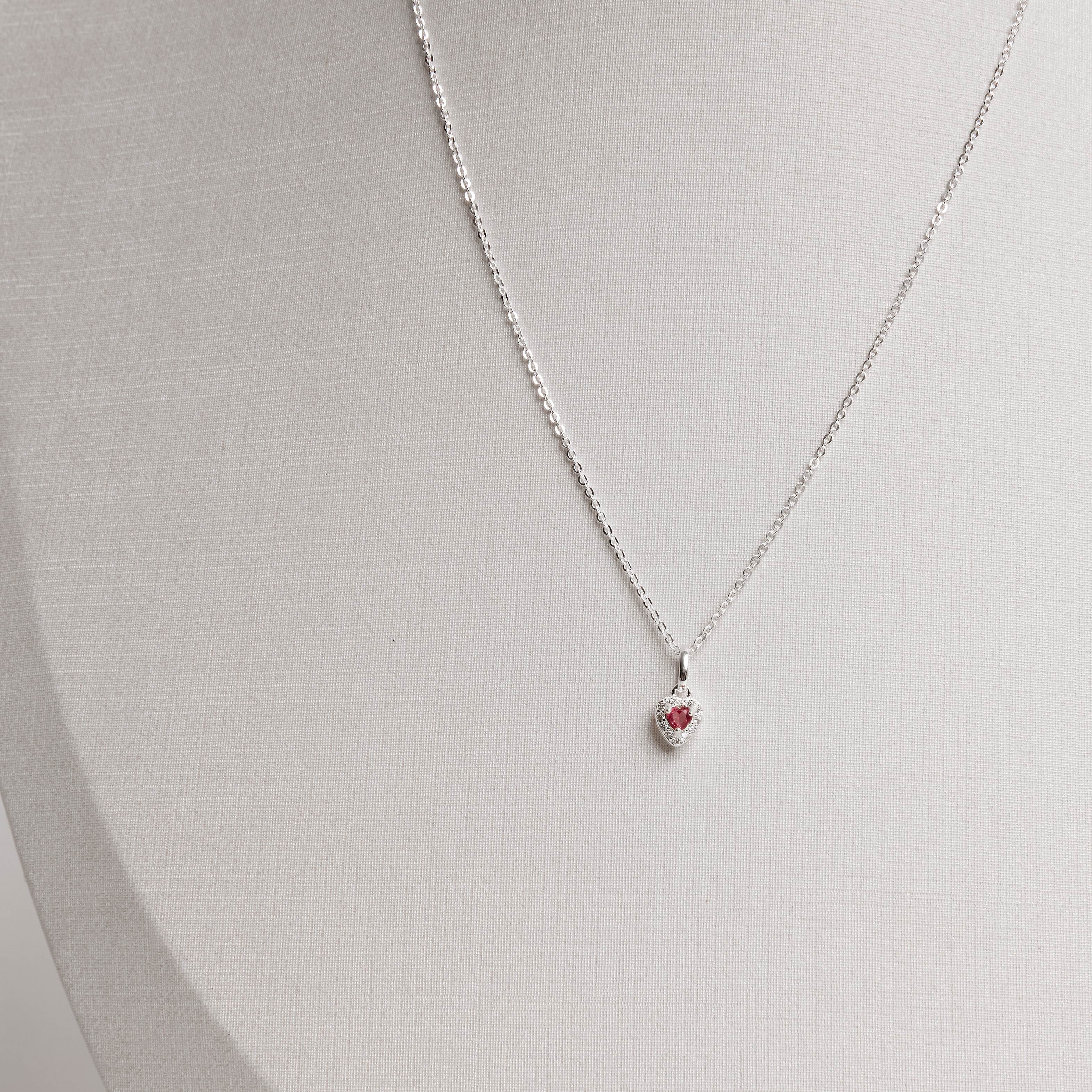 Conjunto brinco e colar zircônia coração rubi com cravejado 6mm corrente cadeadinho 40cm