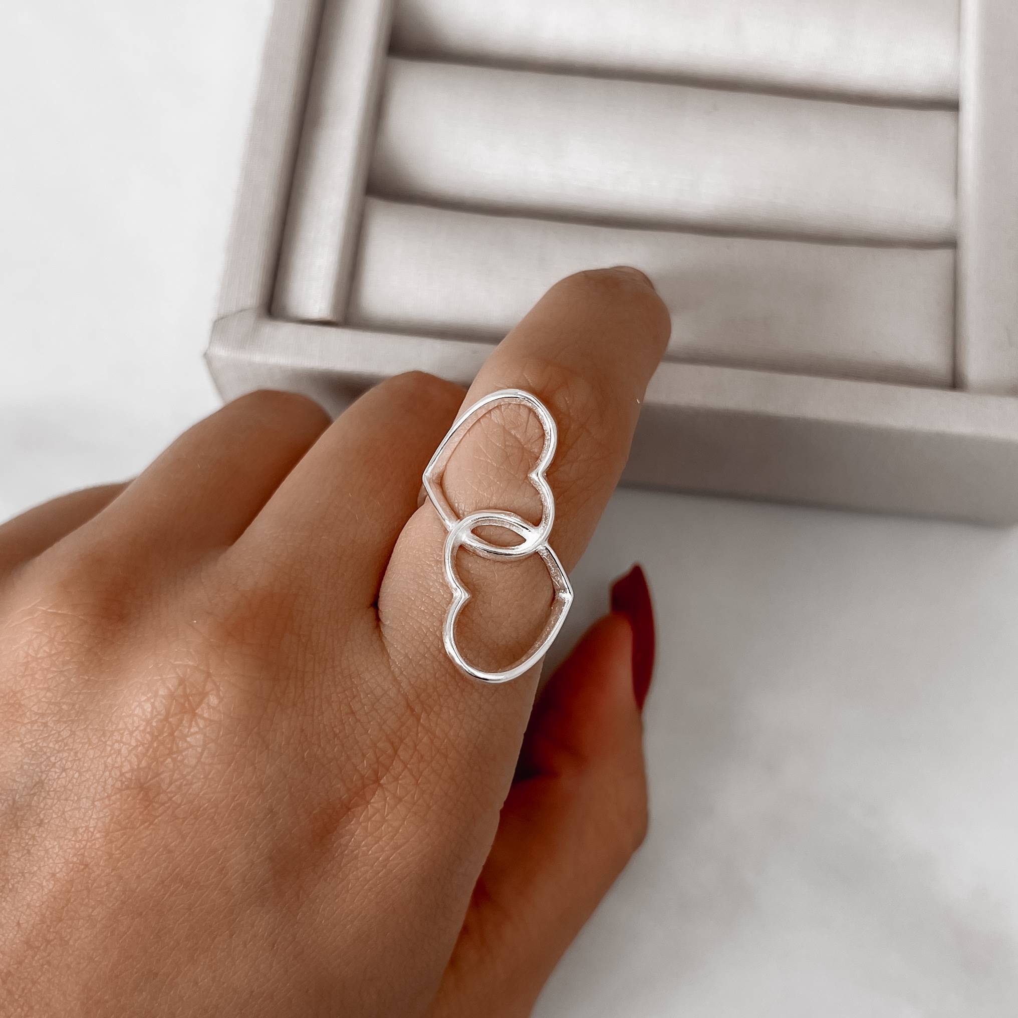 Imagem Anel 2 corações vazados