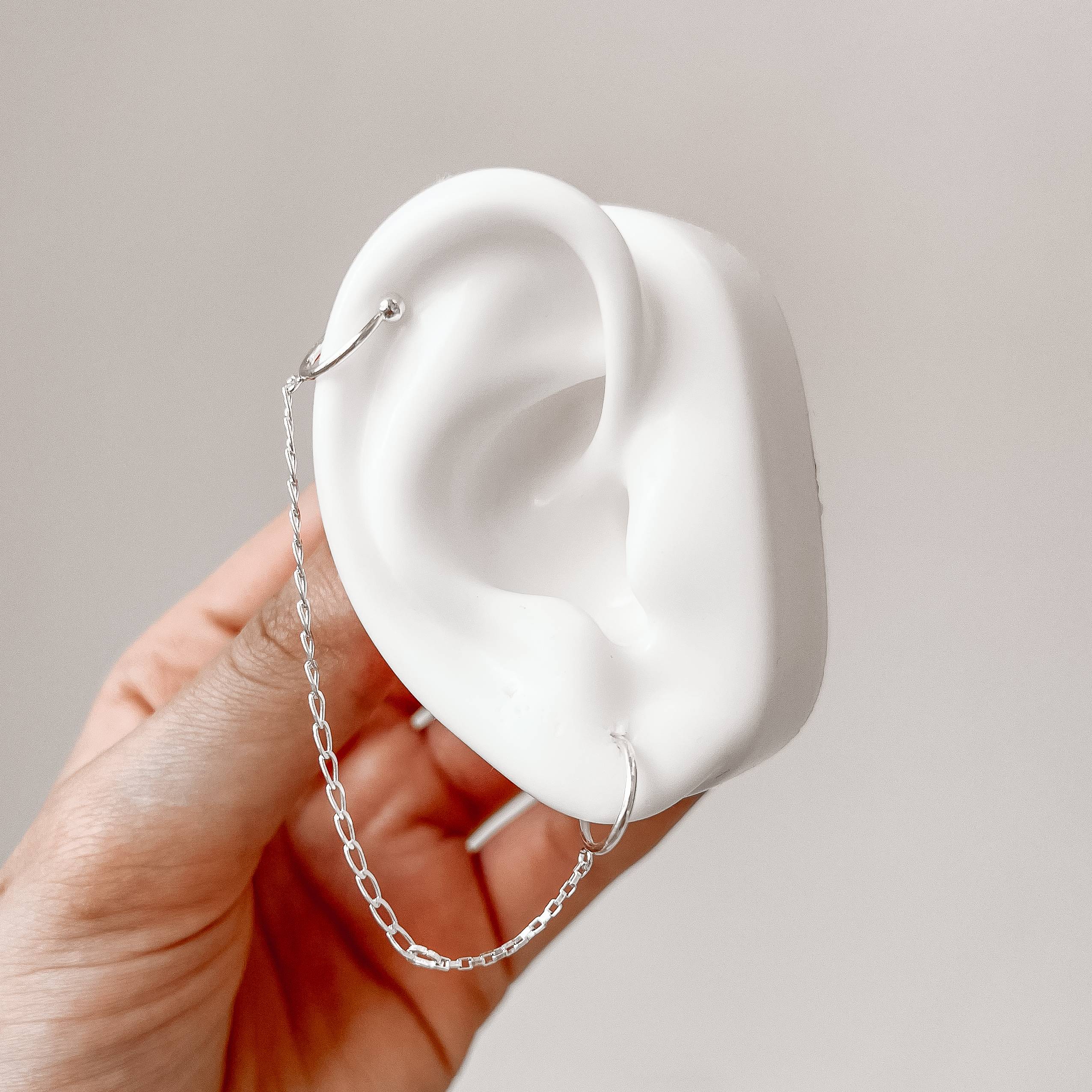 Imagem Secundária Argola 13mm tarraxa com corrente piercing fake