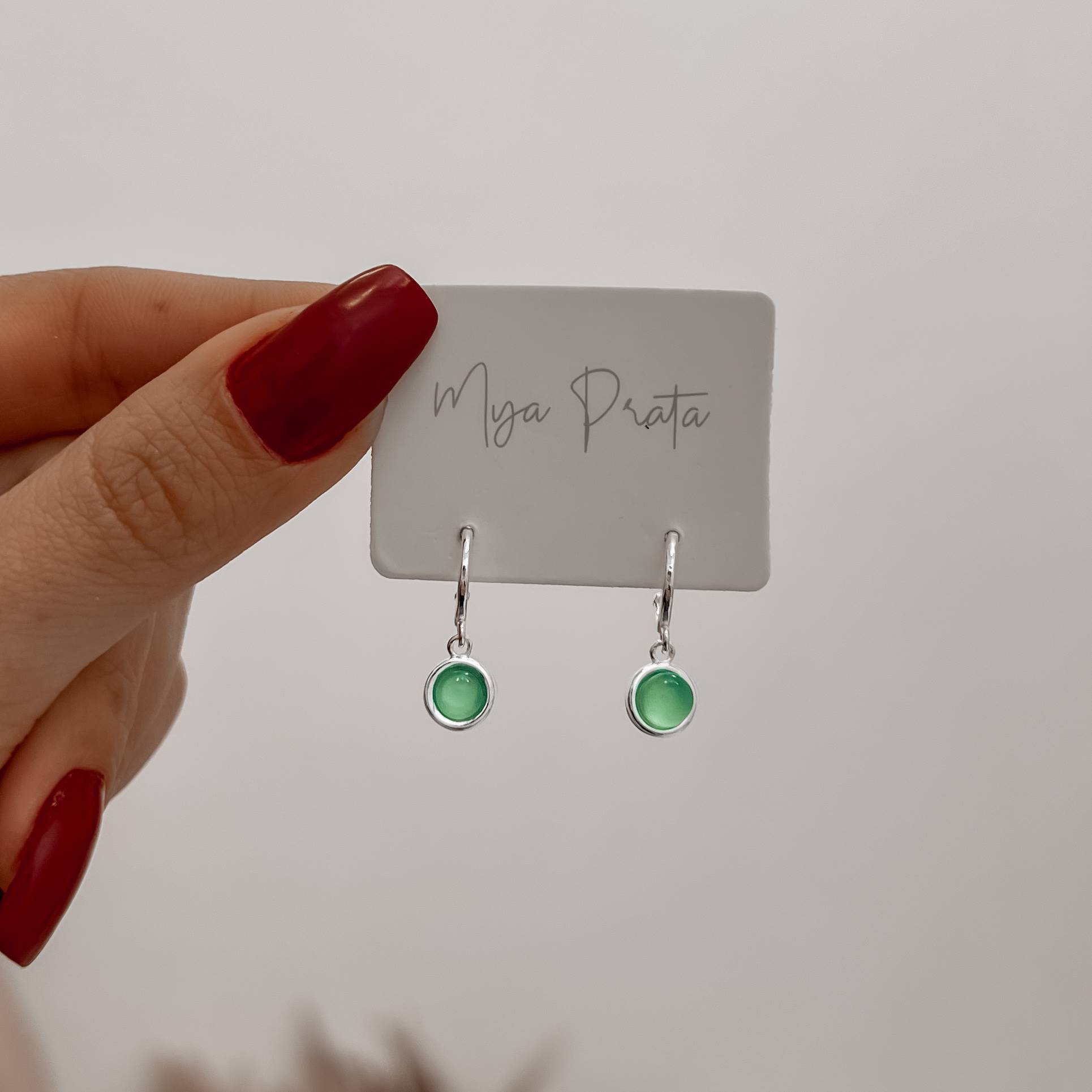 Imagem Secundária Argola 10mm pingente ágata verde tarraxa