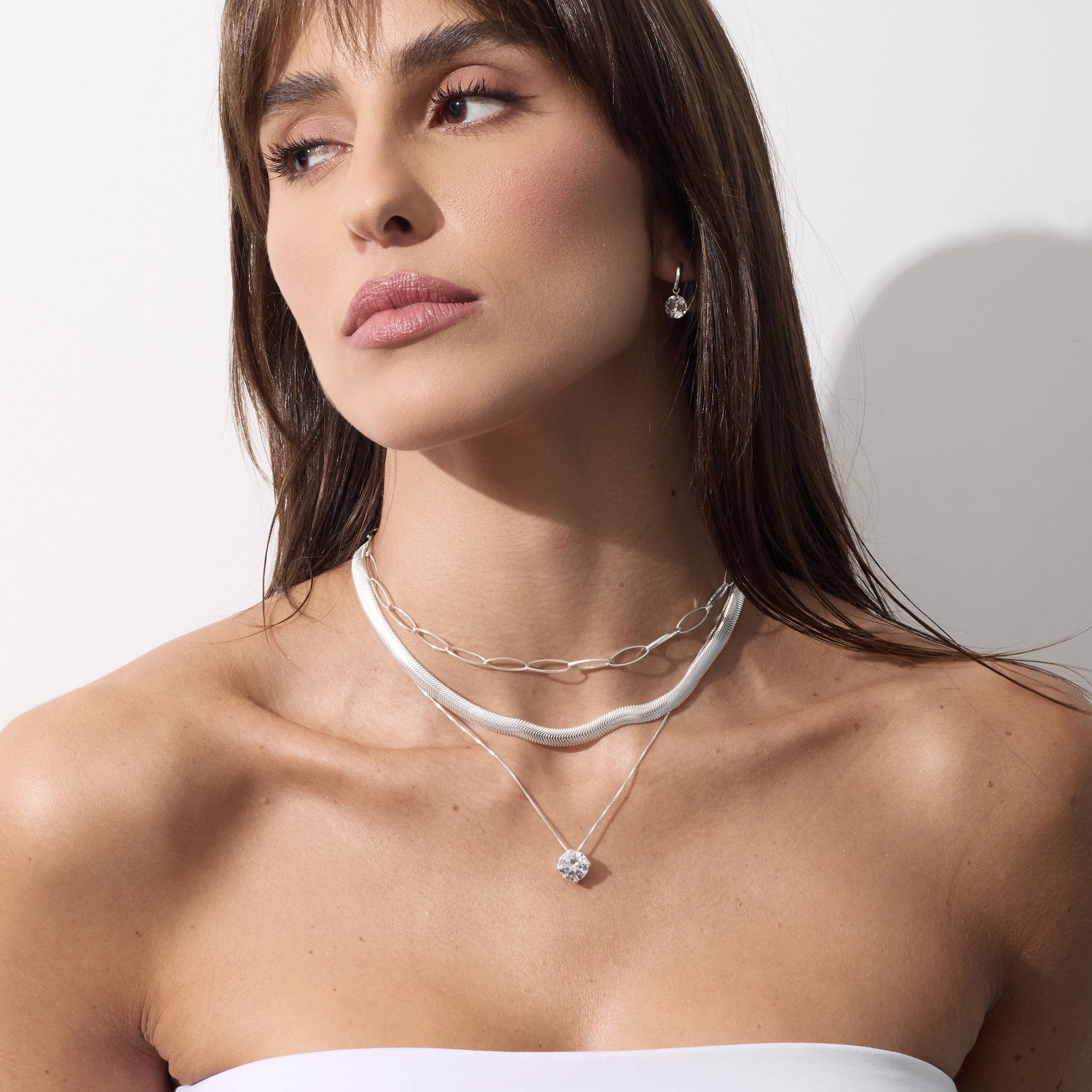 Imagem Secundária Colar zircônia cristal 10mm 45cm