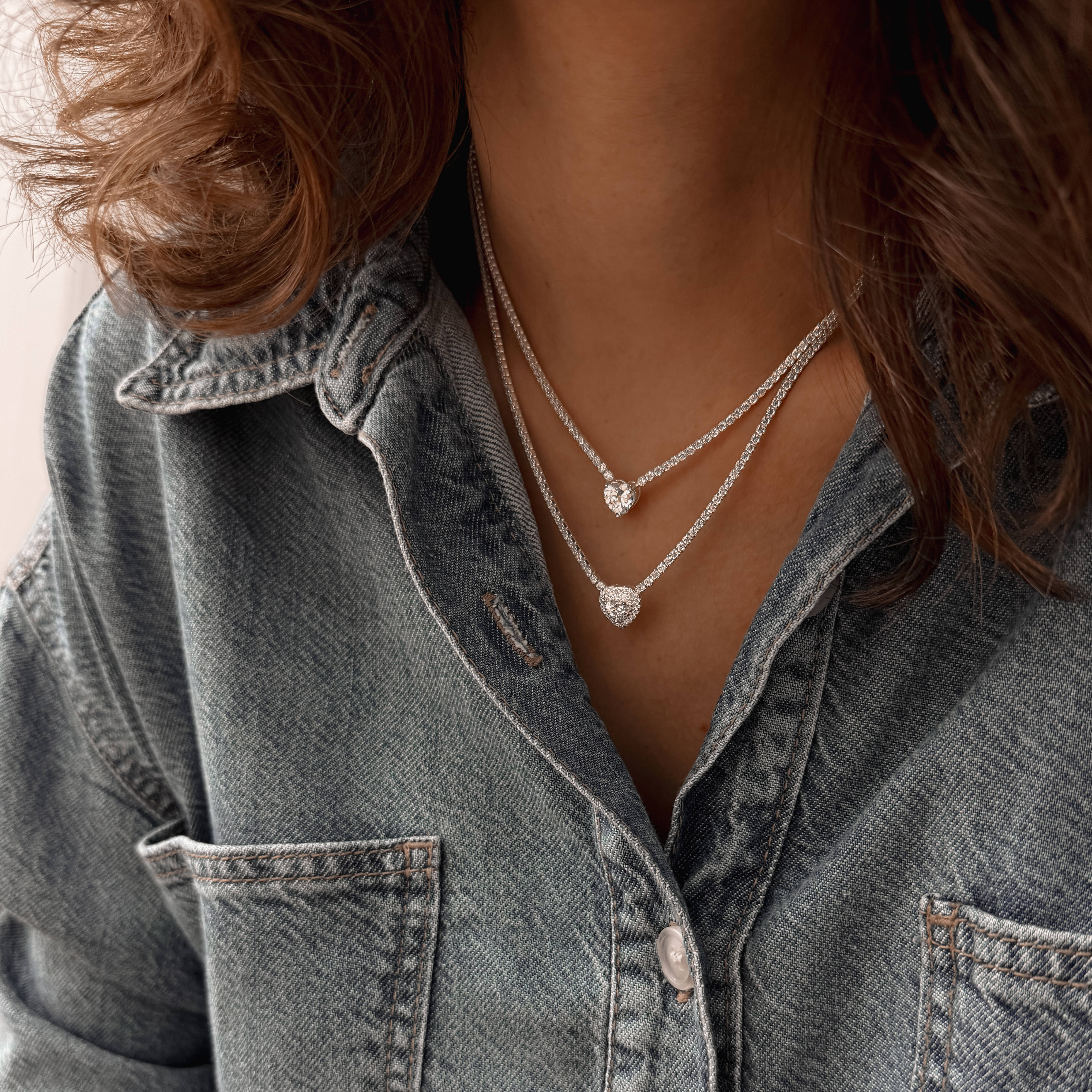 Imagem Secundária Colar Riviera 2.1 com zircônia coração cristal 9mm 40+5cm