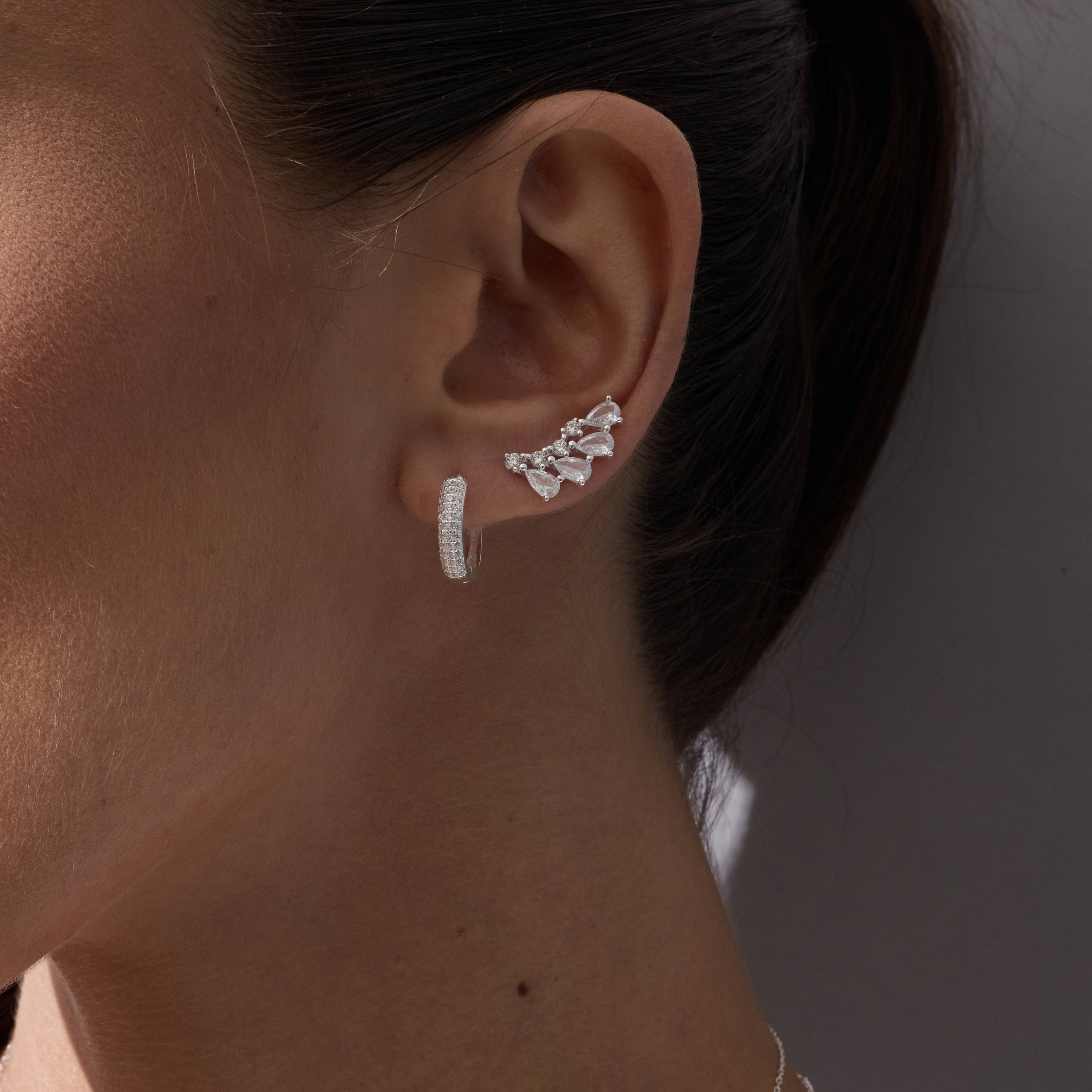 Imagem Secundária Argola click 13mm triplo cravejado cristal