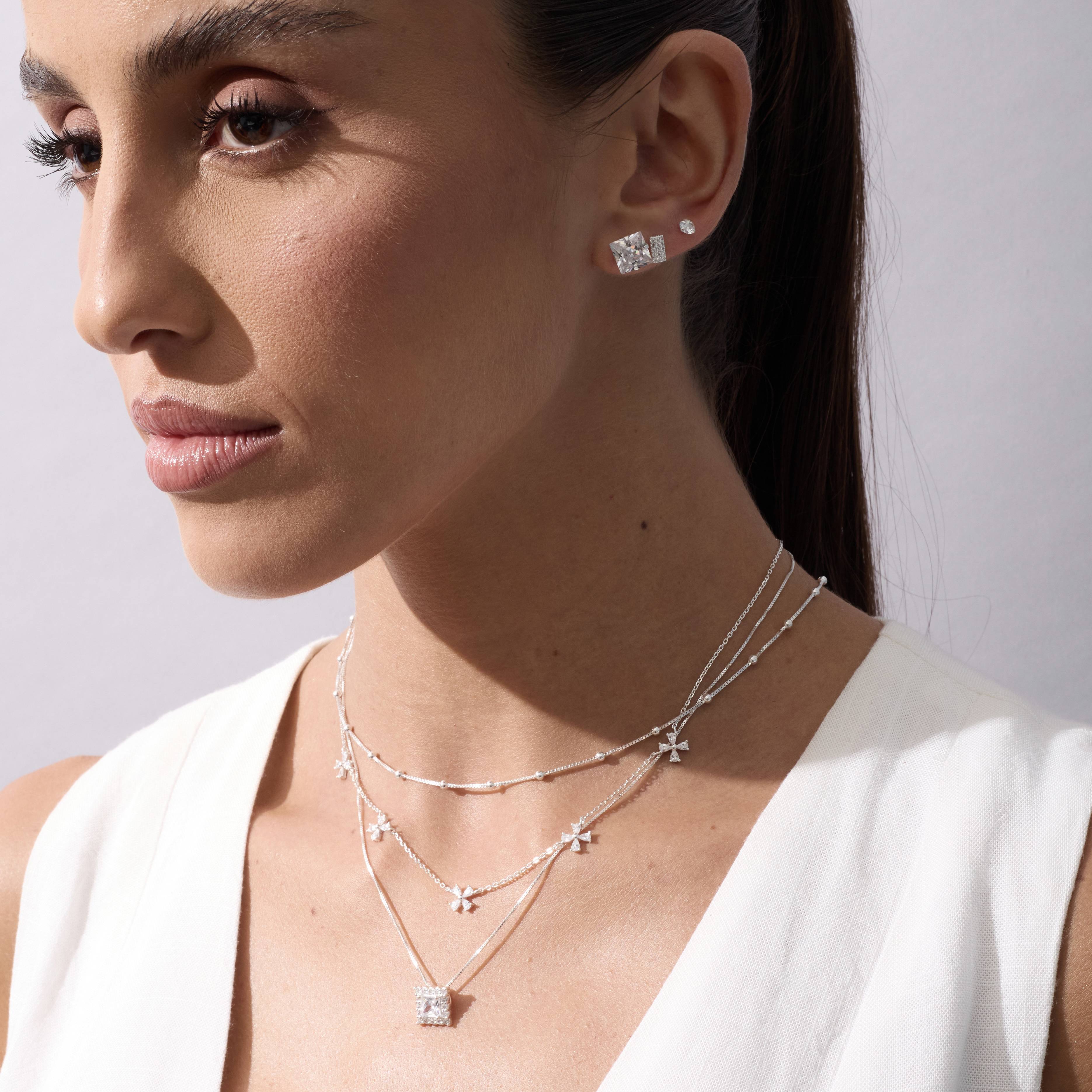 Imagem Secundária Brinco zircônia redonda cristal 4mm