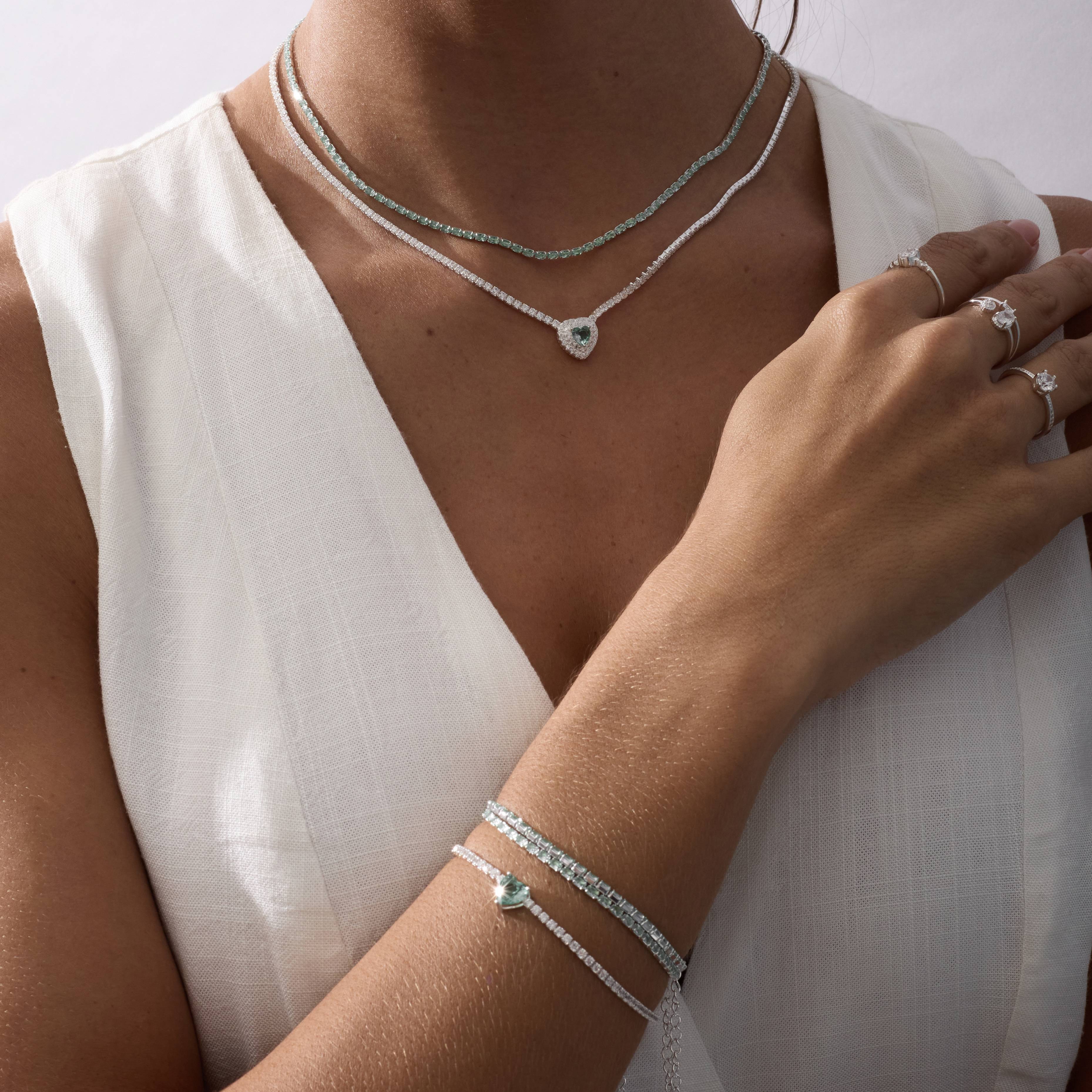 Imagem Secundária Pulseira Riviera 2.1 com zircônia coração turmalina 16+4cm