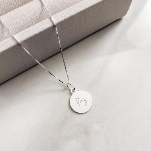 Colar pingente medalha paz 40cm